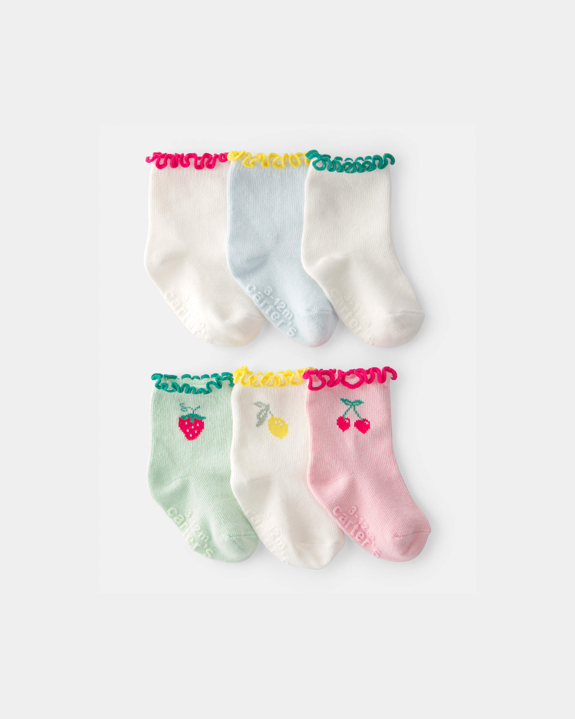 Baby Girl 6-Pack Fruit Crew Socks