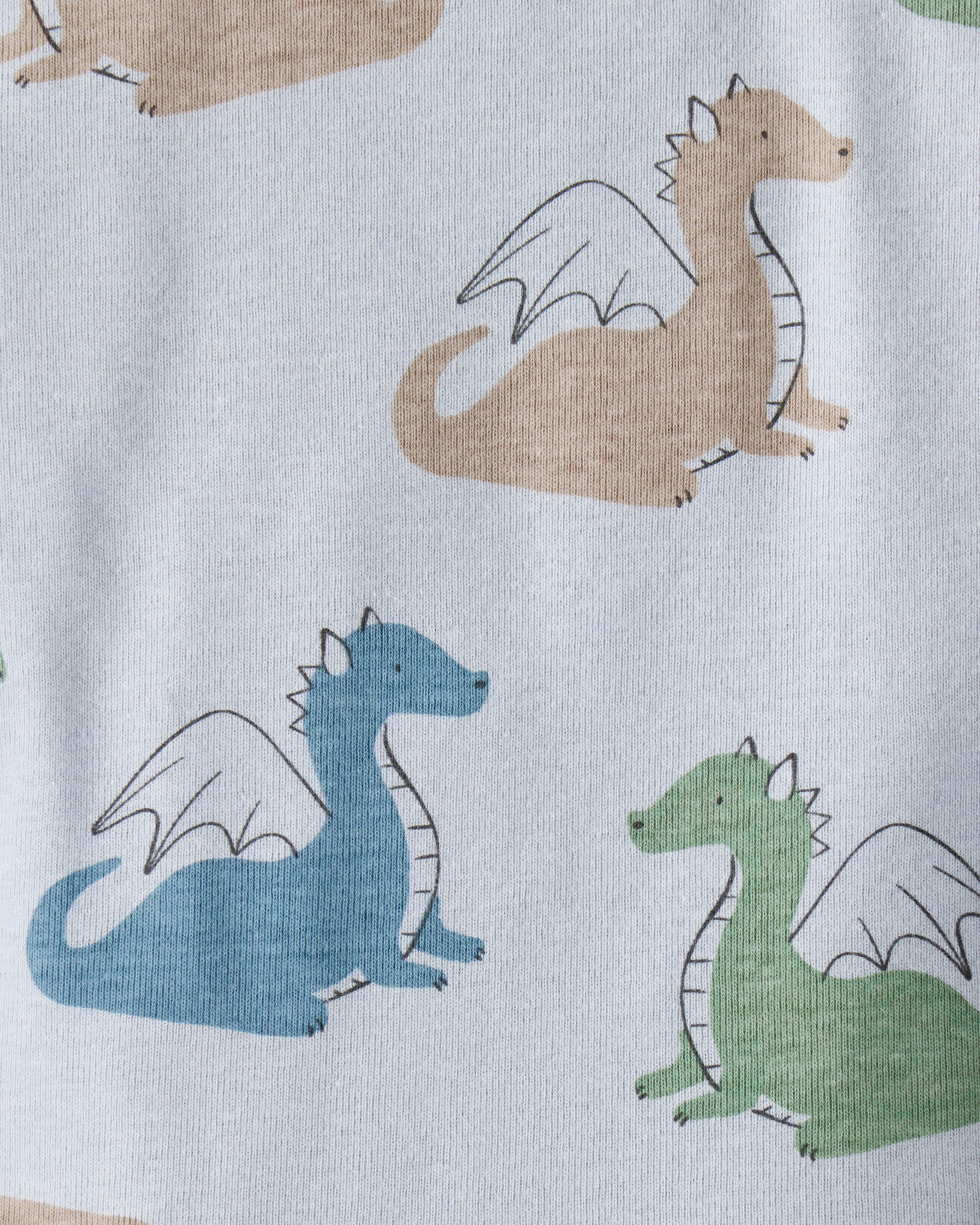 Baby Boy 4-Pack Dragon Star Print Cotton Long-Sleeve Multipack Bodysuits - Blue/White/Green