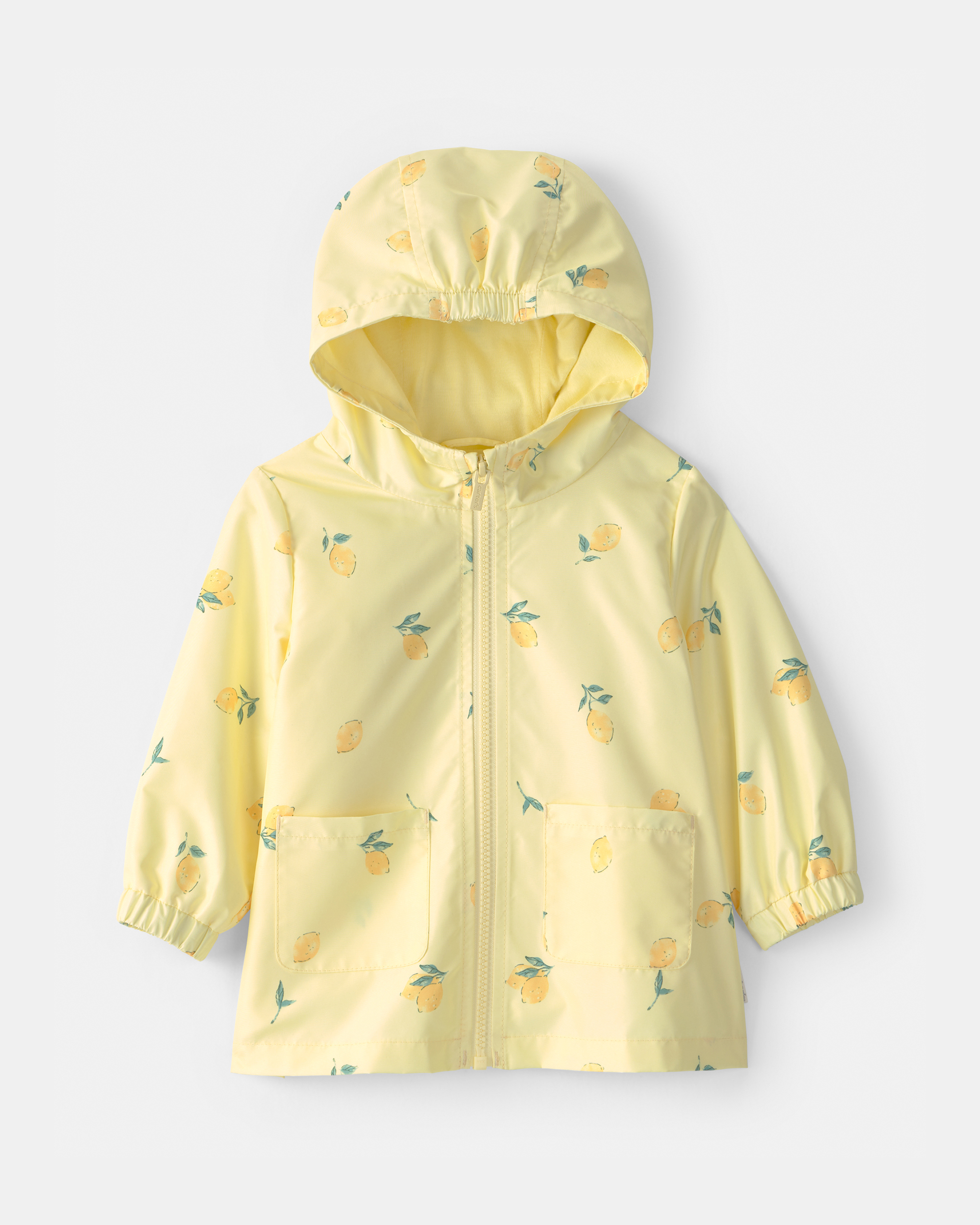 Baby Girl Lemon Print  Rain Jacket - Yellow