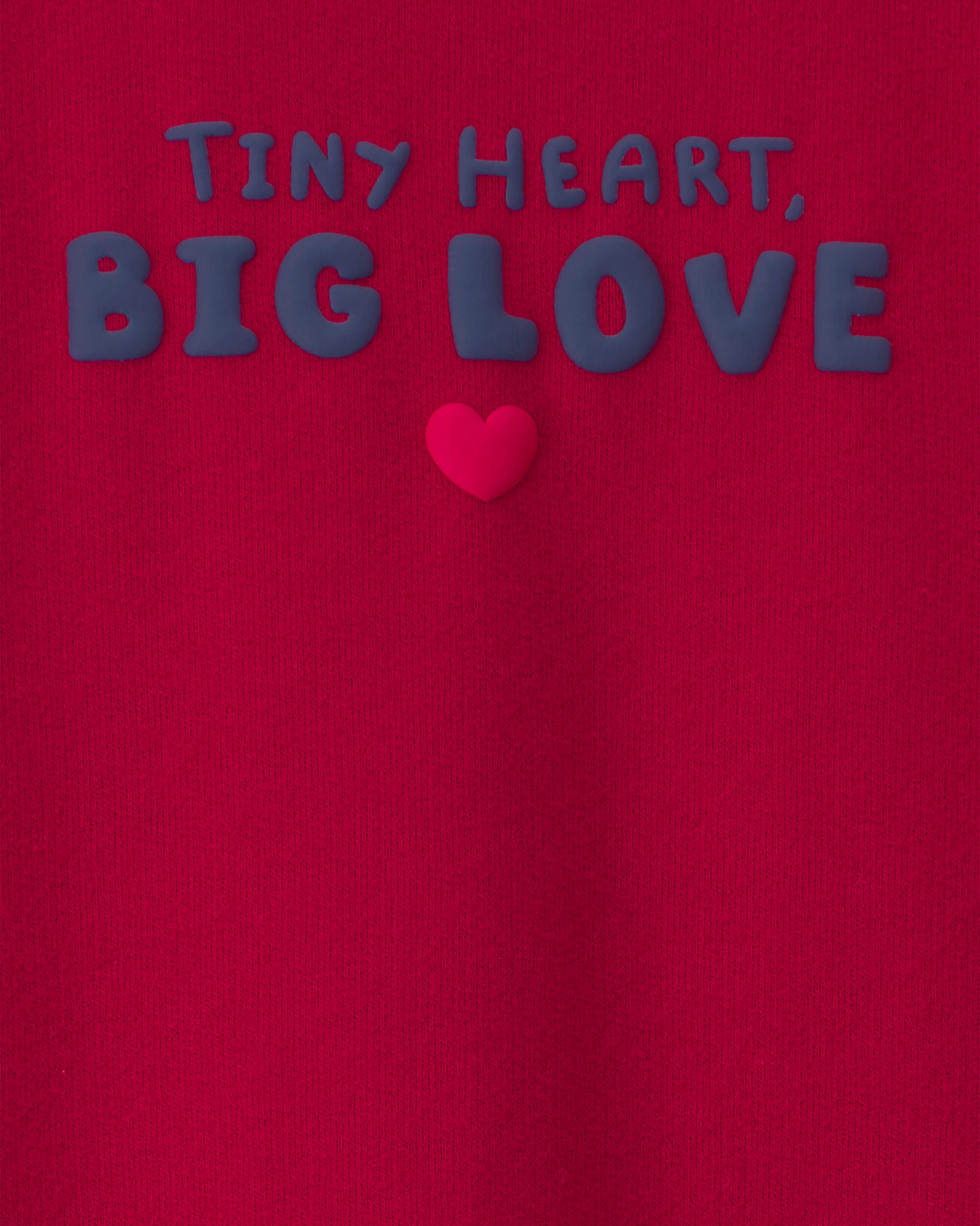 Baby 'Tiny Heart Big Love' Valentine's Day French Terry Long-Sleeve Jumpsuit - Red