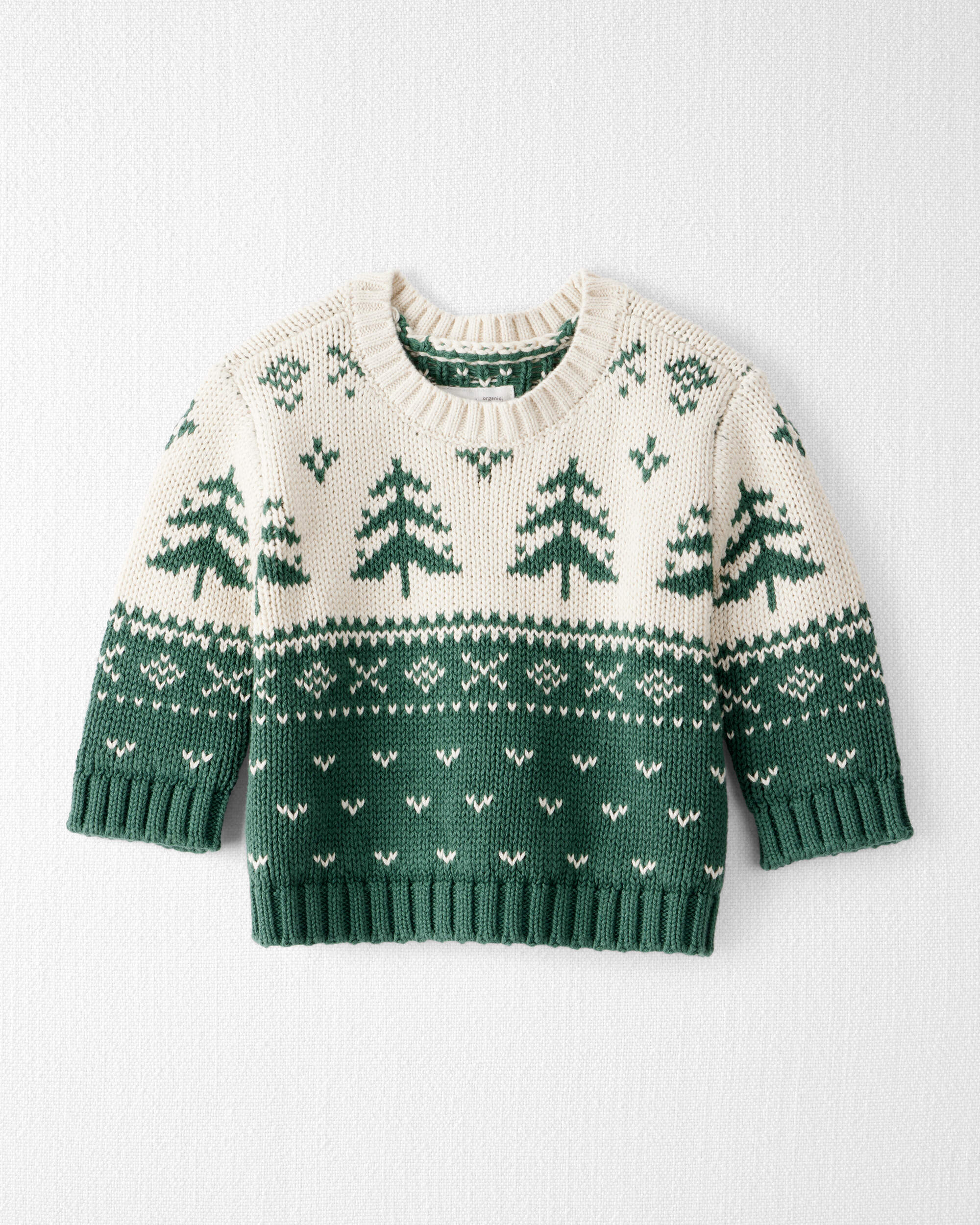 Baby Organic Cotton Evergreen Fair Isle Sweater