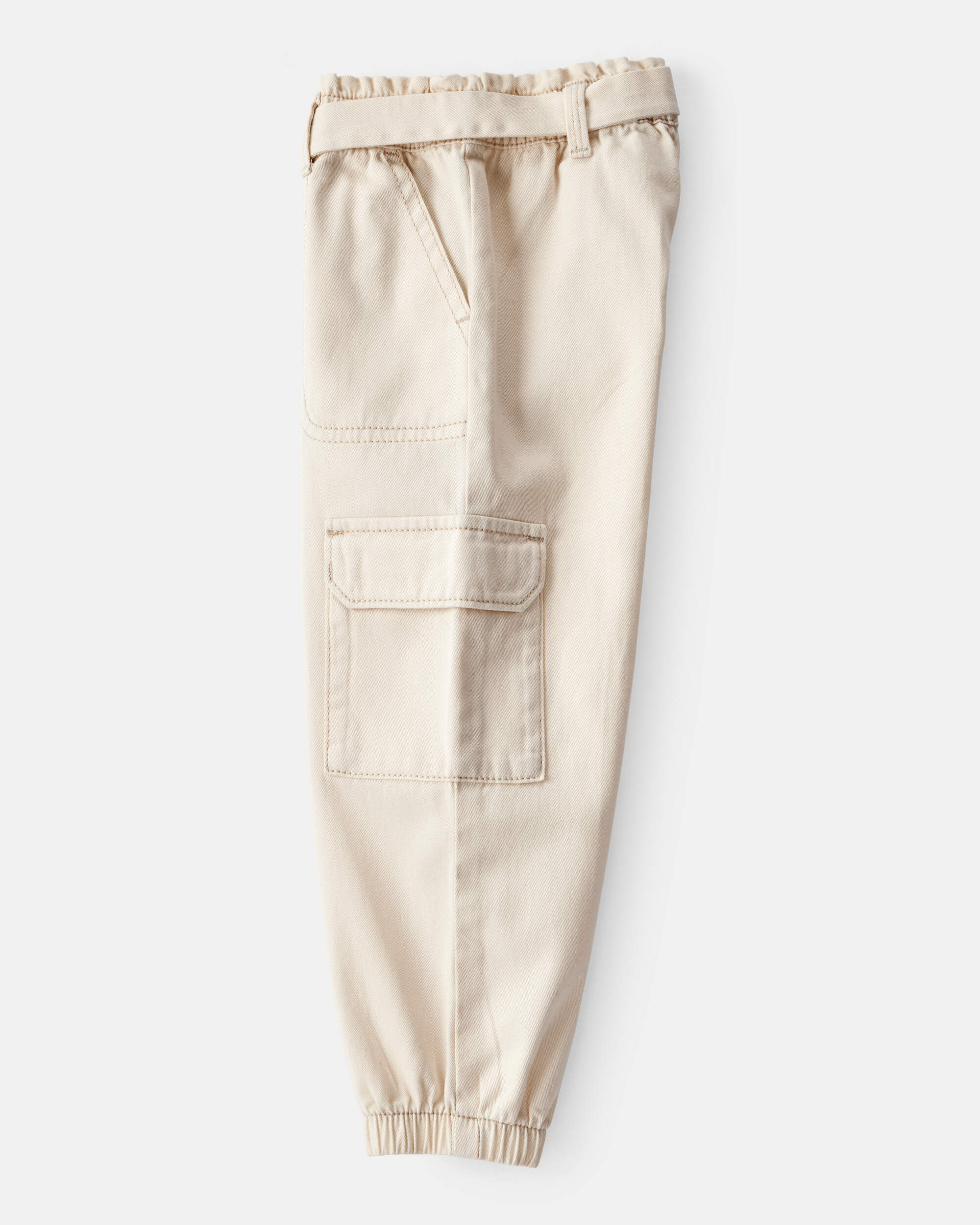 Toddler Girl Cotton Cargo Joggers - White