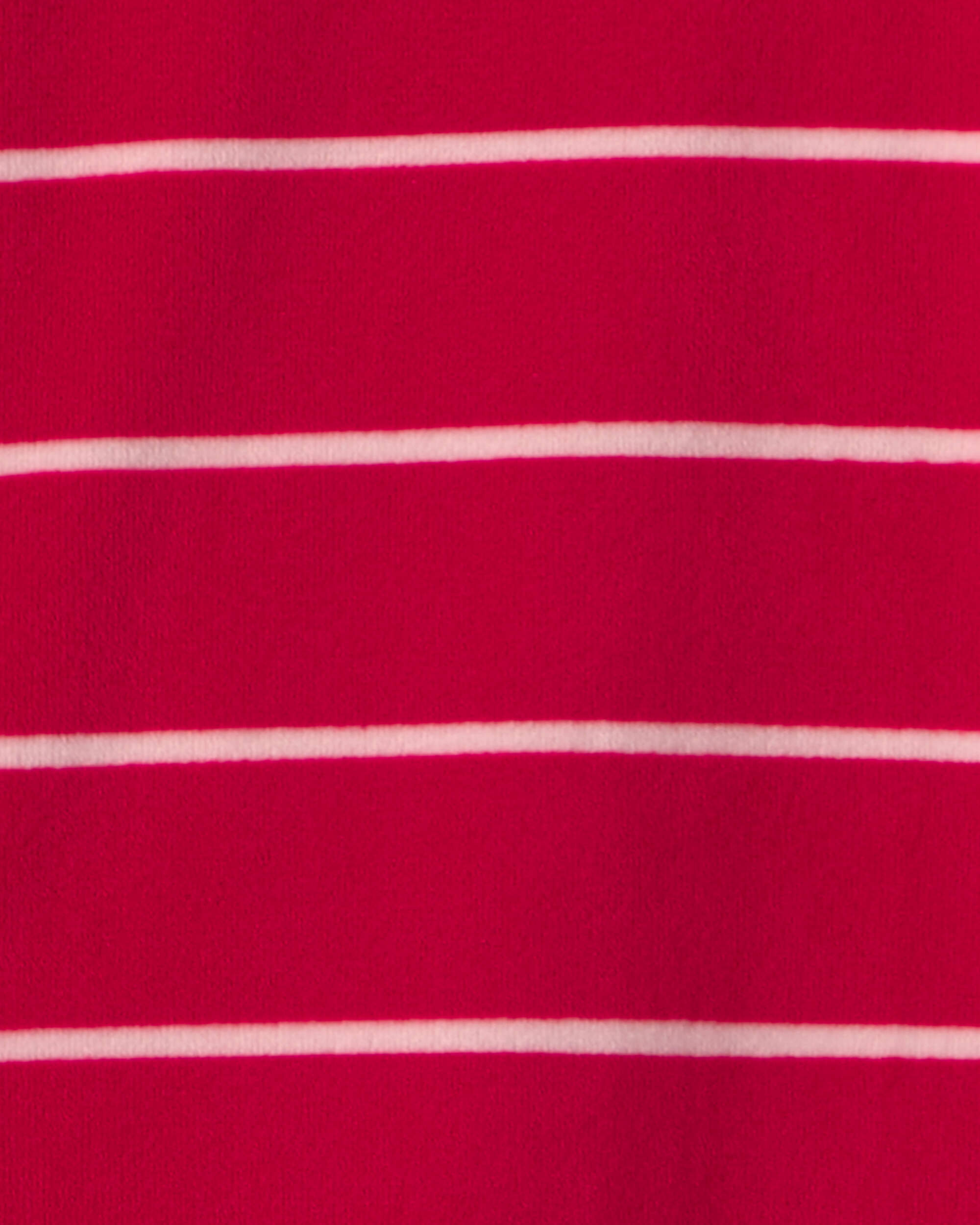 Baby Boy 1-Piece Moose Striped 2-Way Zip DreamPlush Snug Fit Footed Pyjama - Red