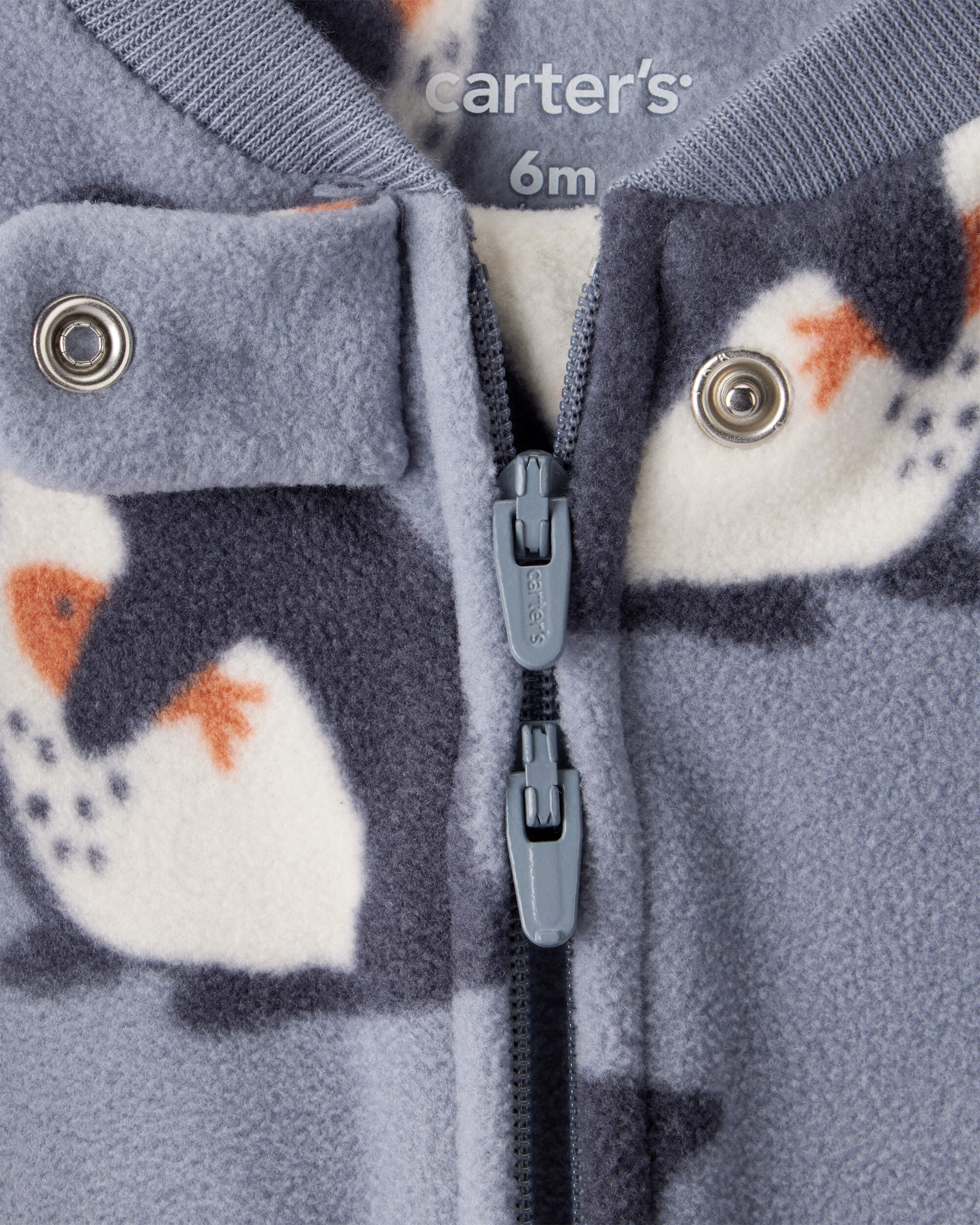 Baby Boy Penguin DreamPlush Snug Fit 2-Way Zip Sleeper - Grey