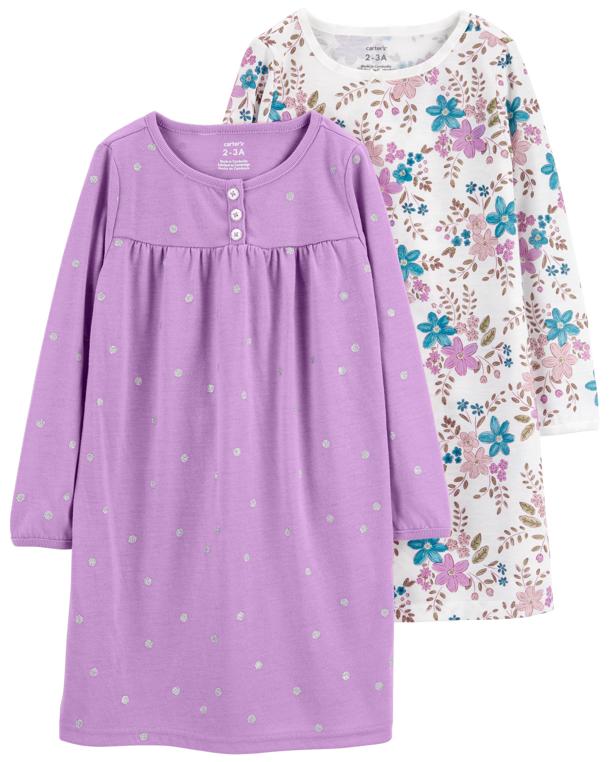 Purple/Ivory Kid 2Pack Floral Nightgowns Carter’s Oshkosh Canada