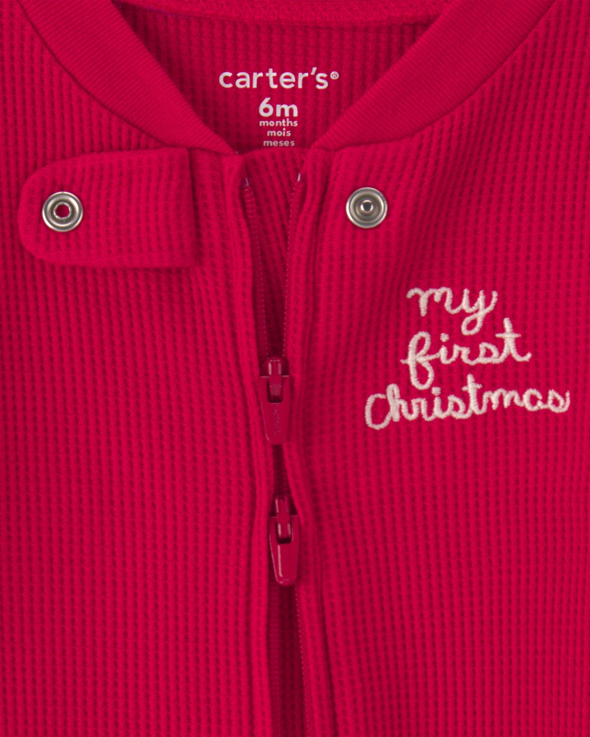 Baby My First Christmas' Cotton Thermal Sleeper - Red