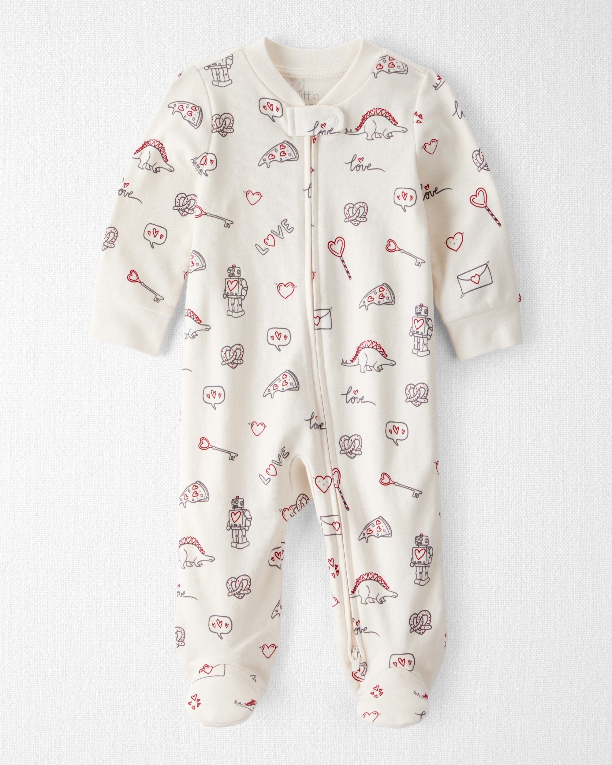 Baby Organic Cotton Sleep & Play Pyjamas Little Loves Print