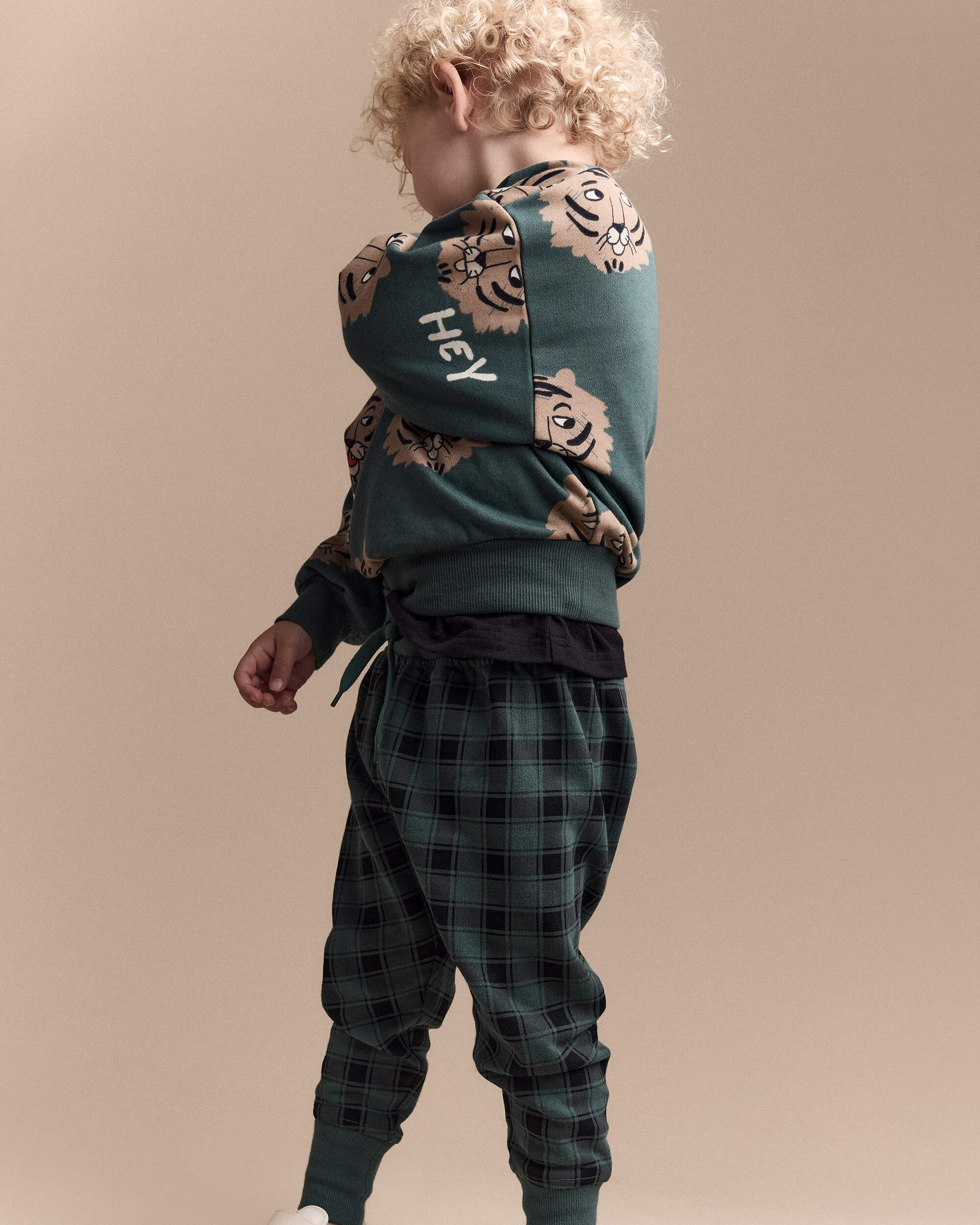 Toddler No-Seam Jogger Pant Plaid - Green/Black