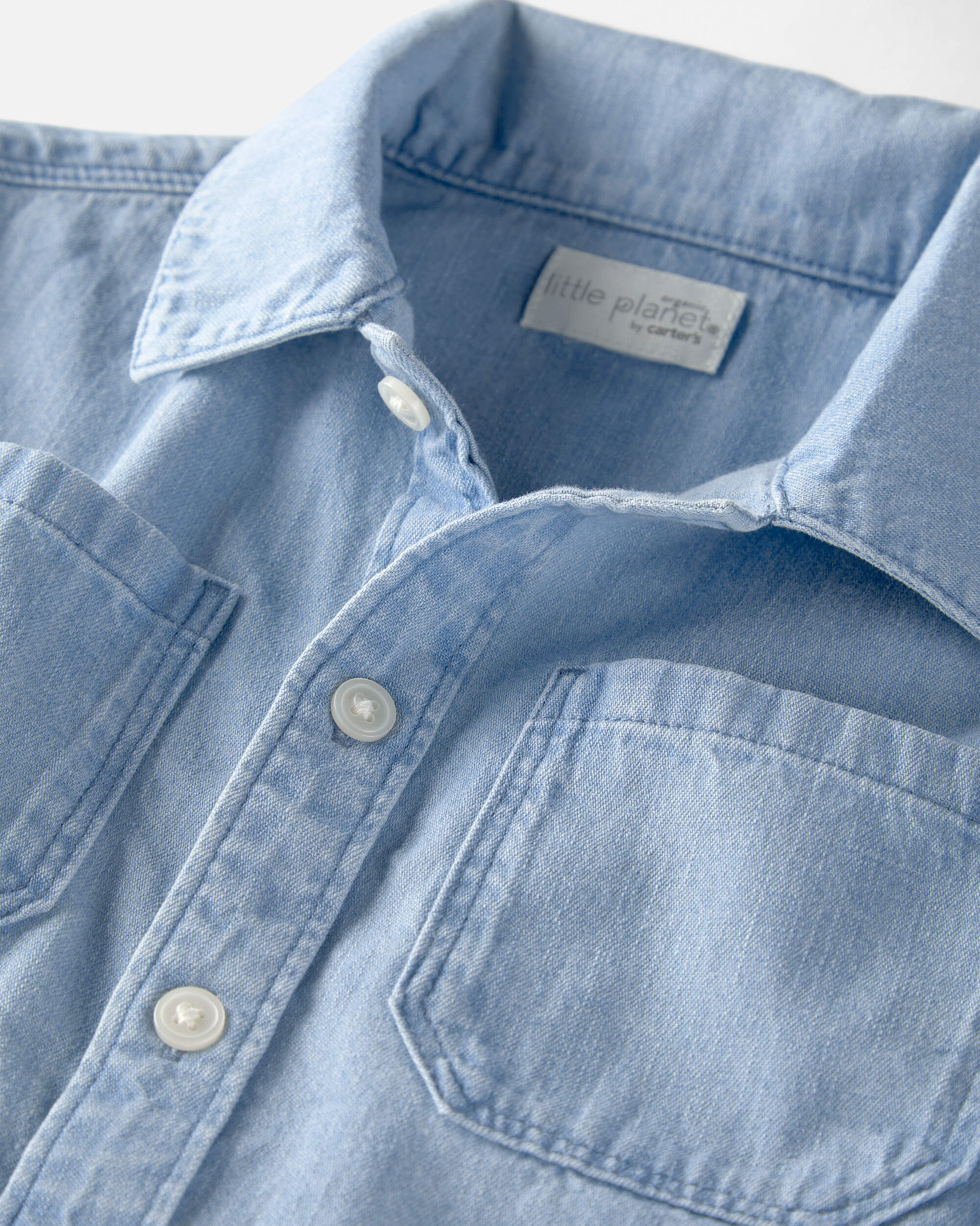 Toddler Boy Organic Cotton Chambray Button-Down Top