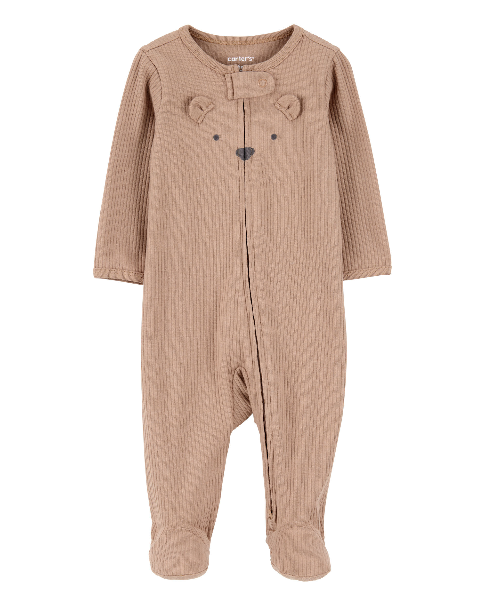 Baby Bear 2-Way Zip Ribbed Sleeper pyjamas