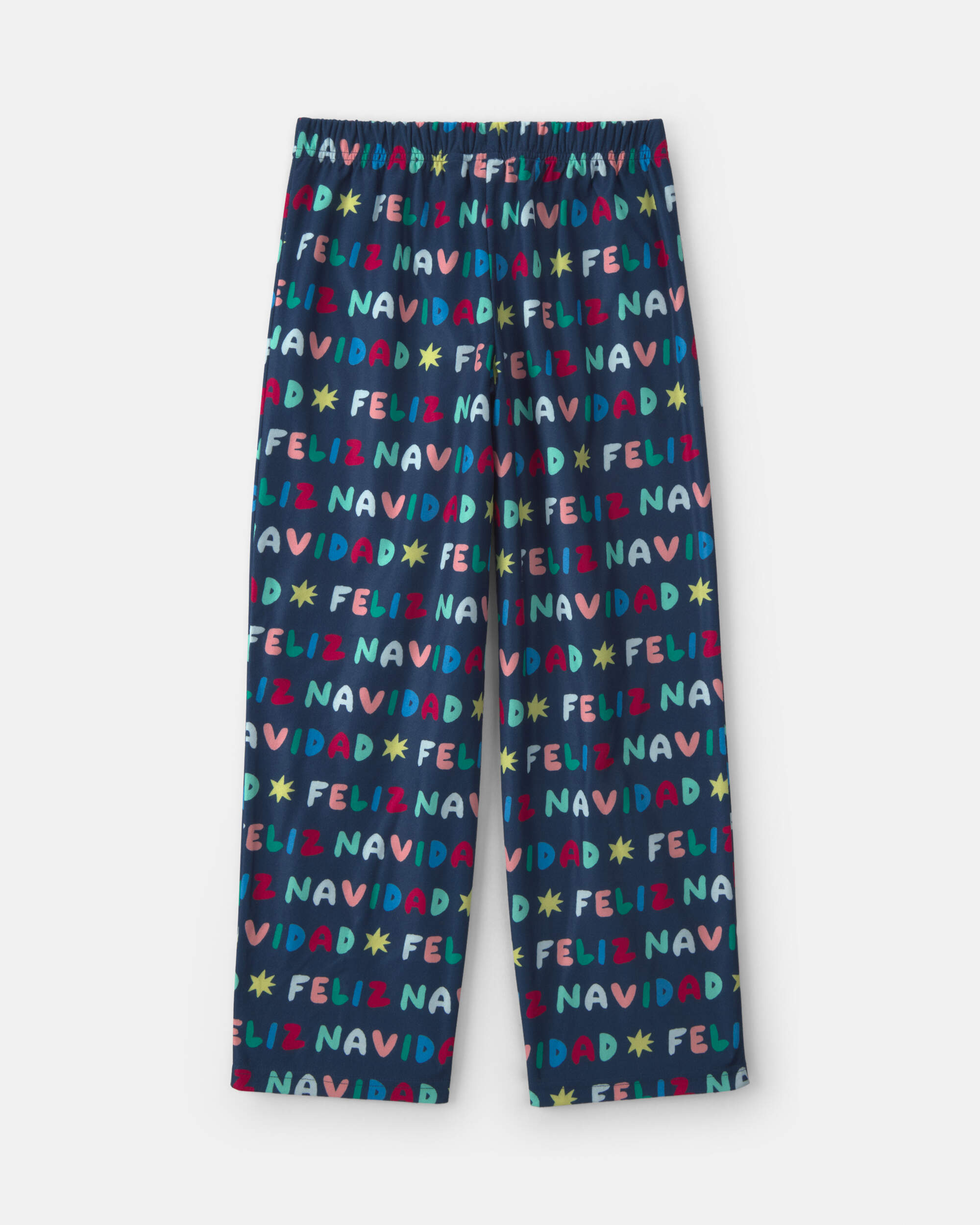 Adult Feliz Navidad' Christmas Fleece Loose Fit Pyjama Bottoms - Navy Blue