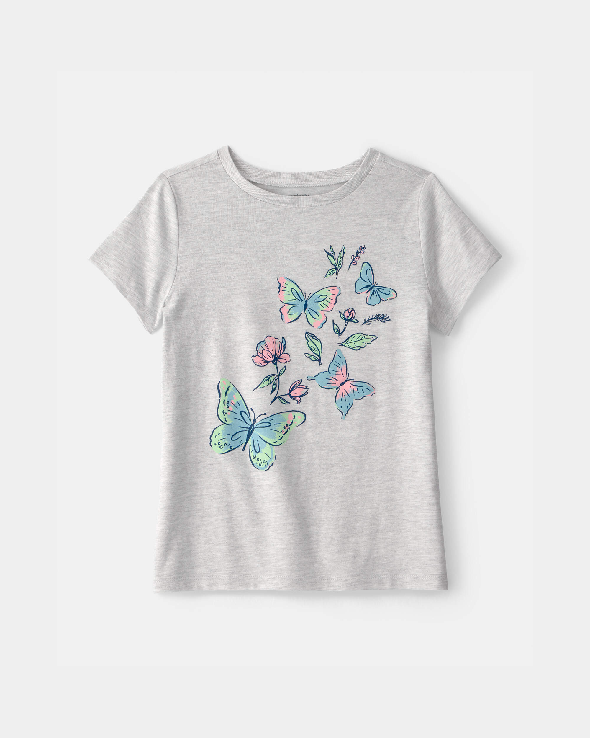 Girls Butterfly Graphic Tee - Grey