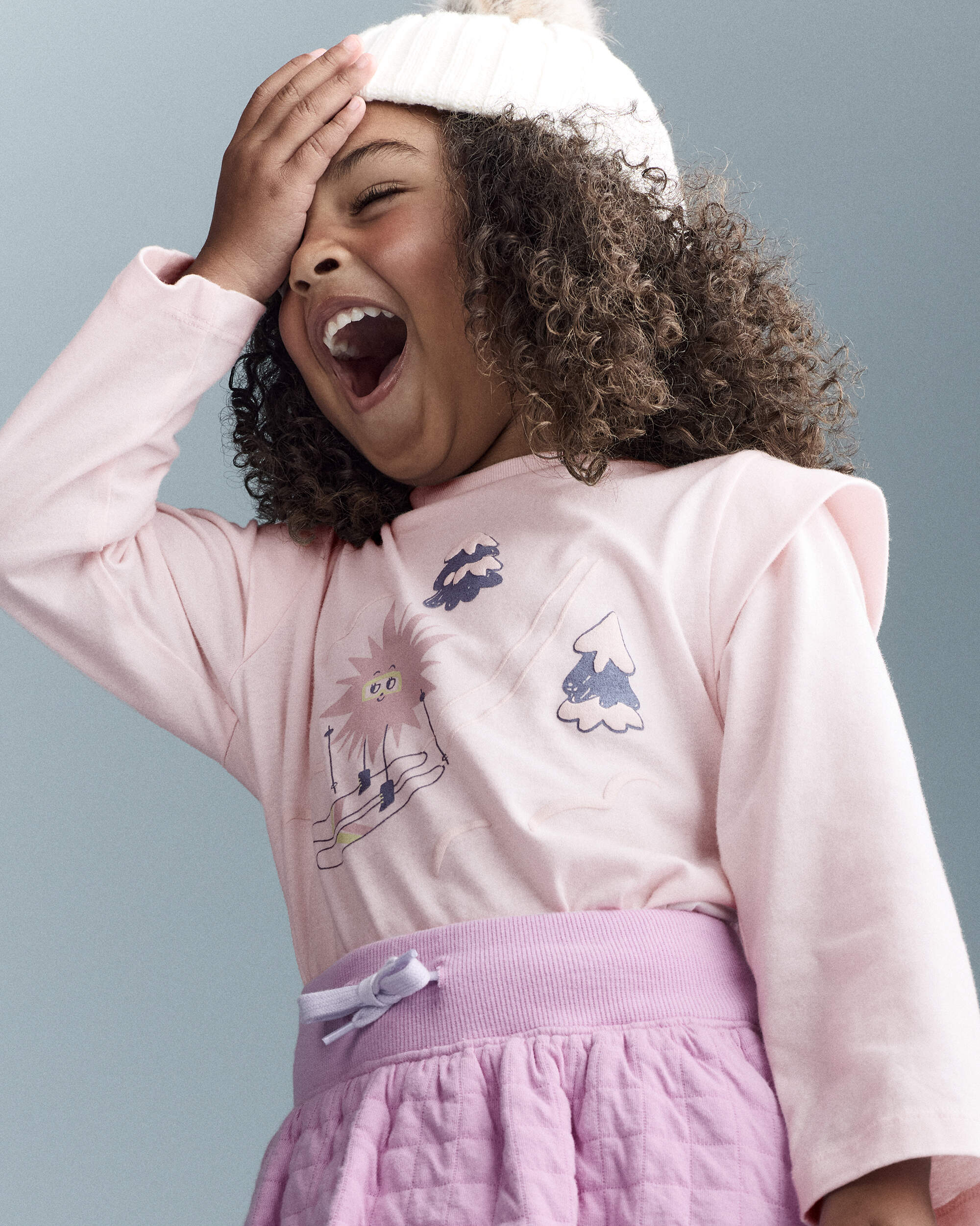 Toddler Girl Skiing Squish Long-Sleeve Top - Ivory