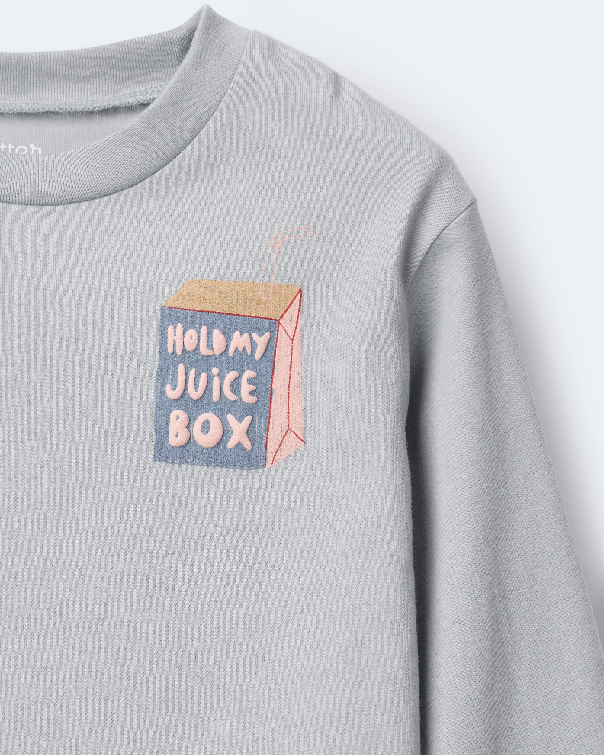 Toddler Hold My Juicebox Long-Sleeve Relaxed Graphic Tee - Light Blue