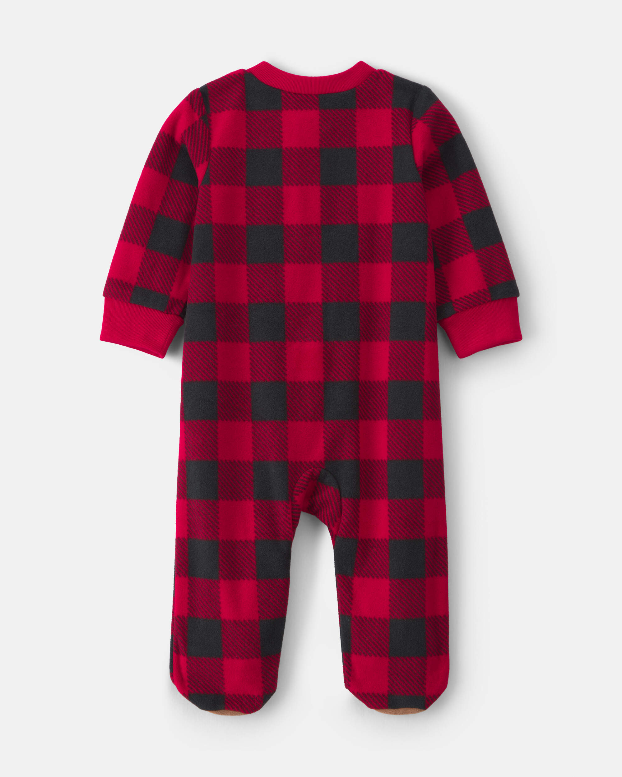 Baby Buffalo Check Fleece 2-Way Zip Sleeper - Red/Black