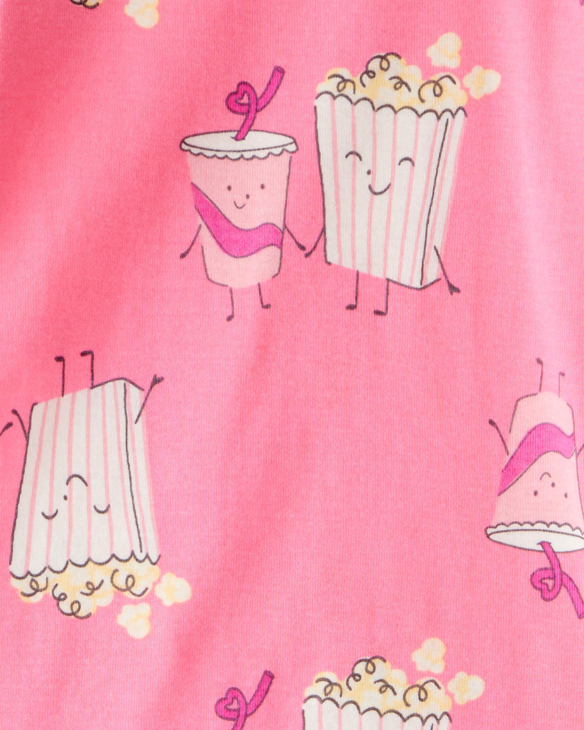 Toddler Girl Movie Print 100% Cotton Long-Sleeve 4-Piece Pyjamas - Pink/Black