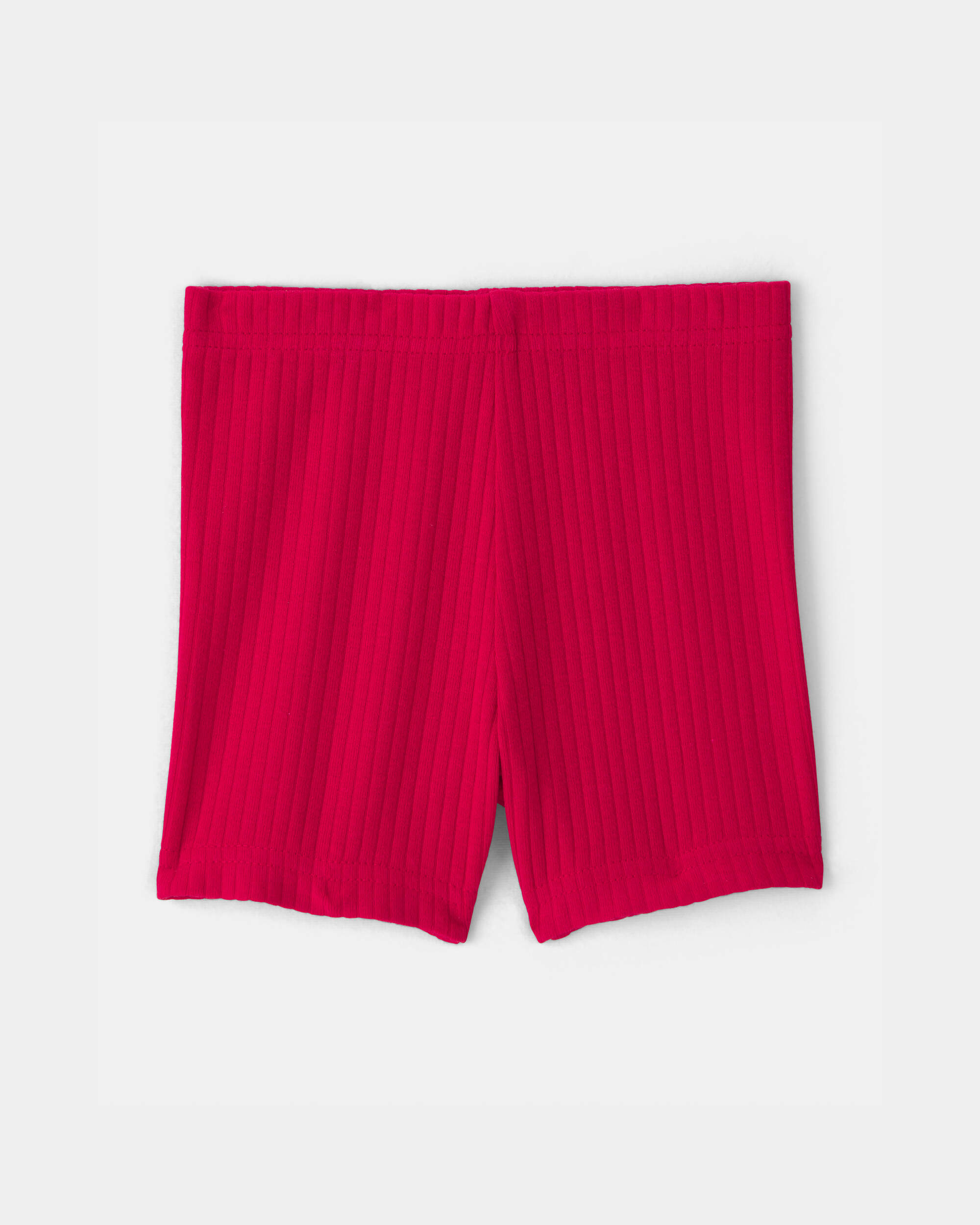 Baby Girl Rib Bike Shorts - Red