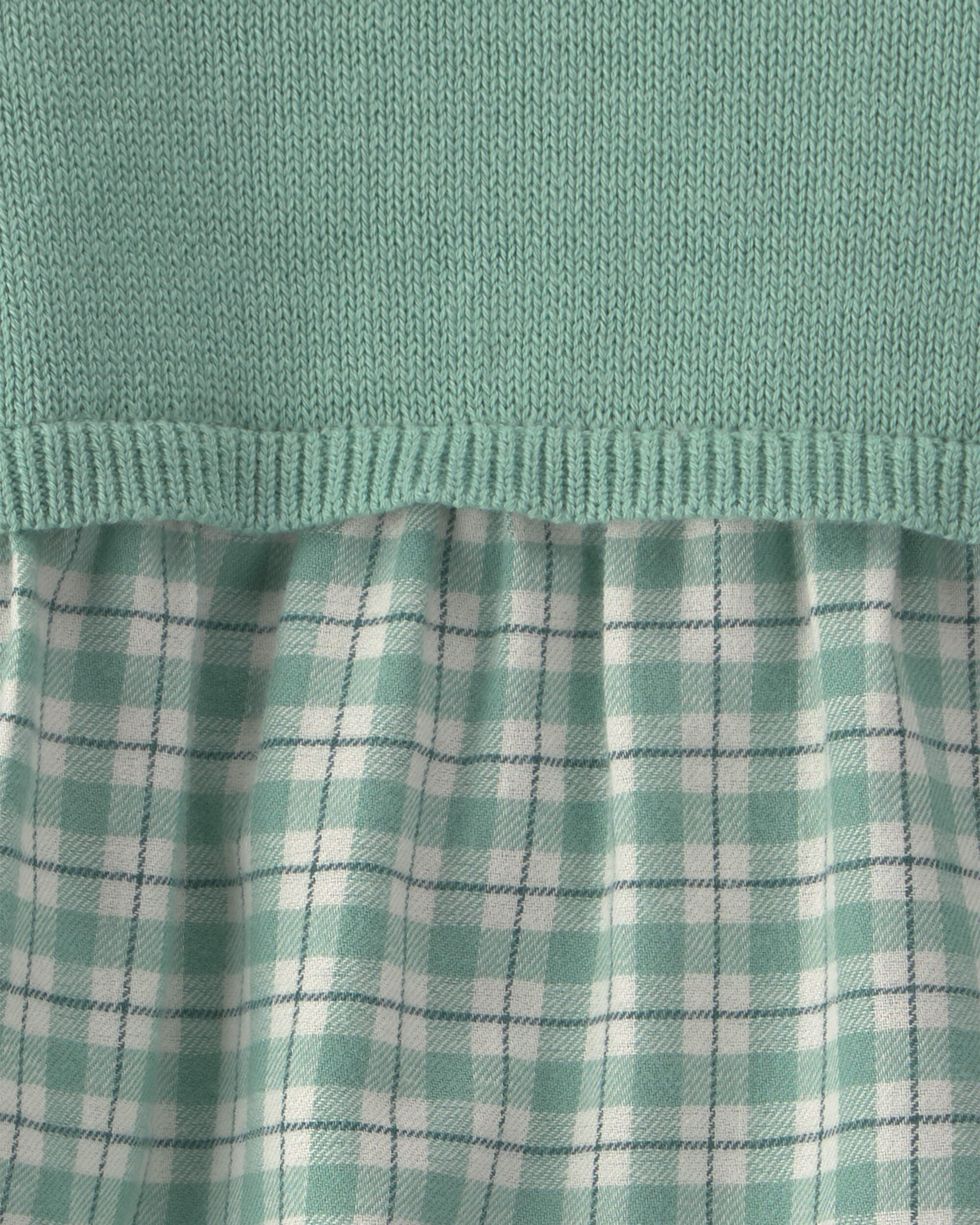 Baby Girl 2-Piece Checkered Flannel Long-Sleeve Dress - Green