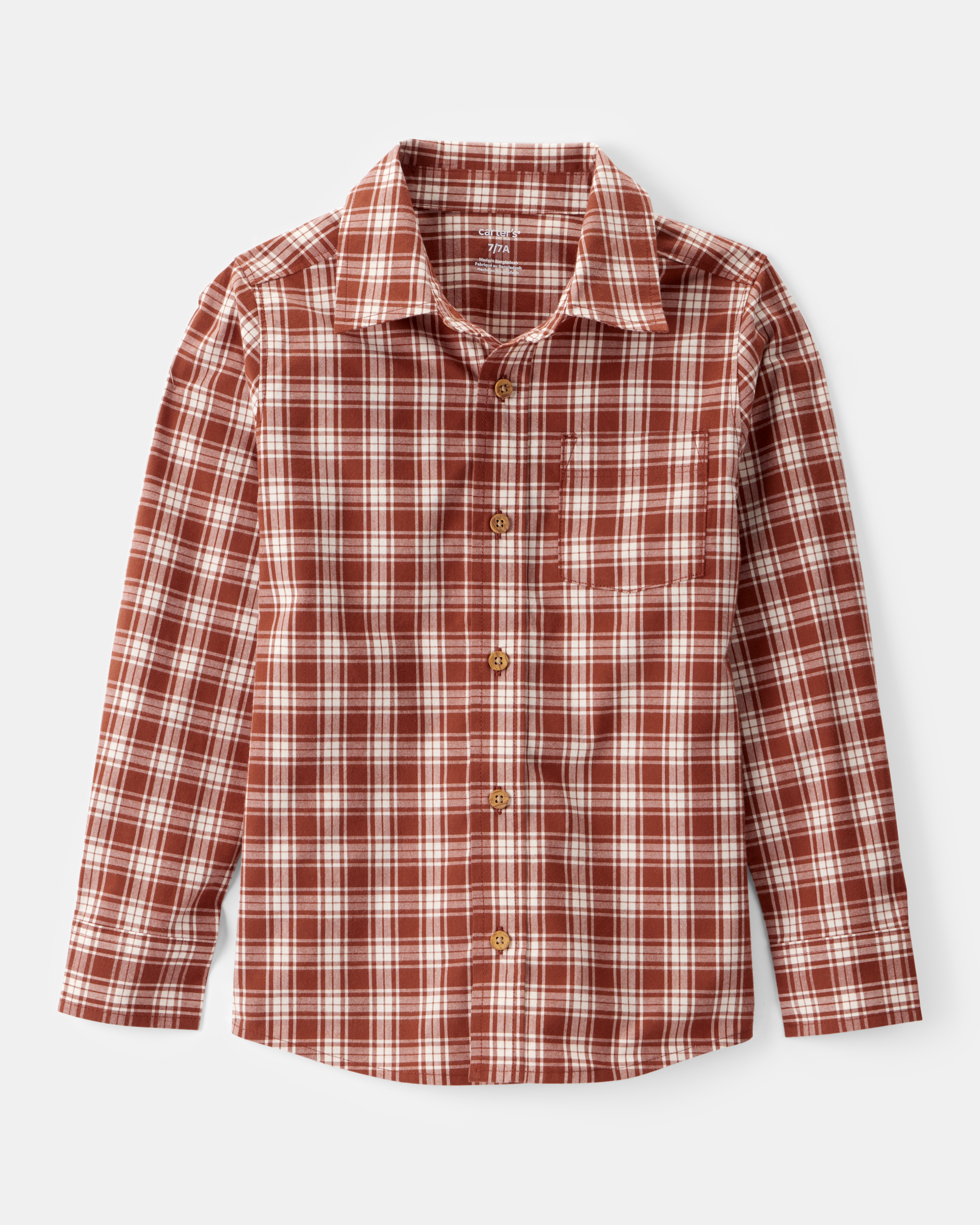 Boys Yellow Plaid Button-Front Shirt