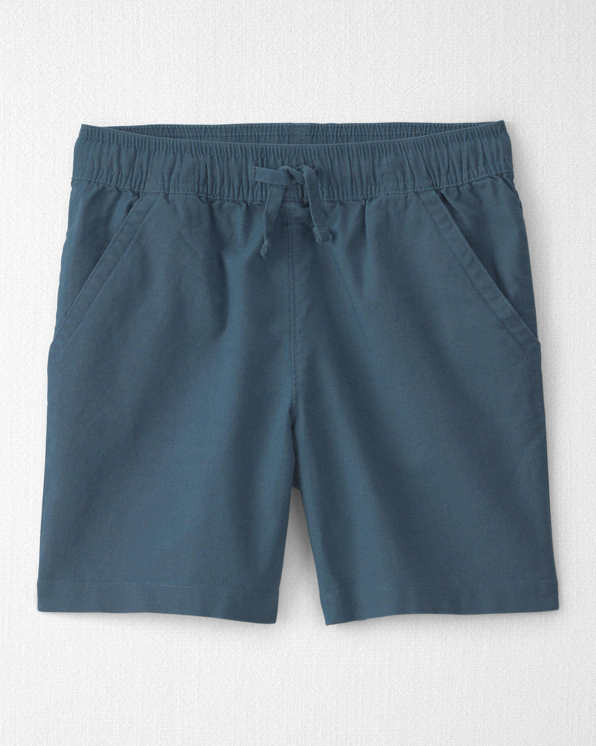 Boys 2-Piece Linen Top & Short Set Made with Organic Cotton Blue Hibiscus