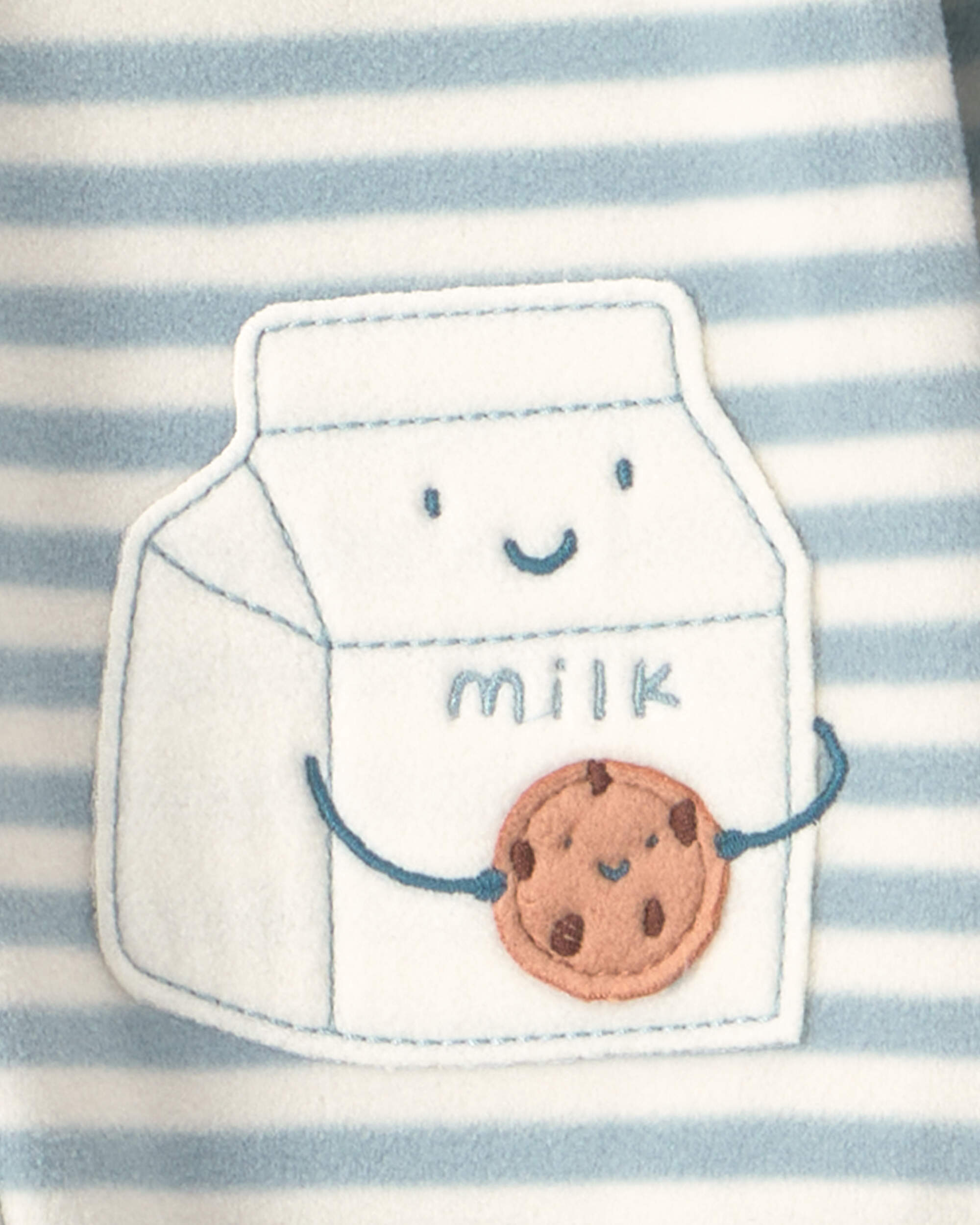 Baby Boy 2-Pack Milk & Cookies Striped Fleece 2-Way Zip Sleepers- Green/Blue
