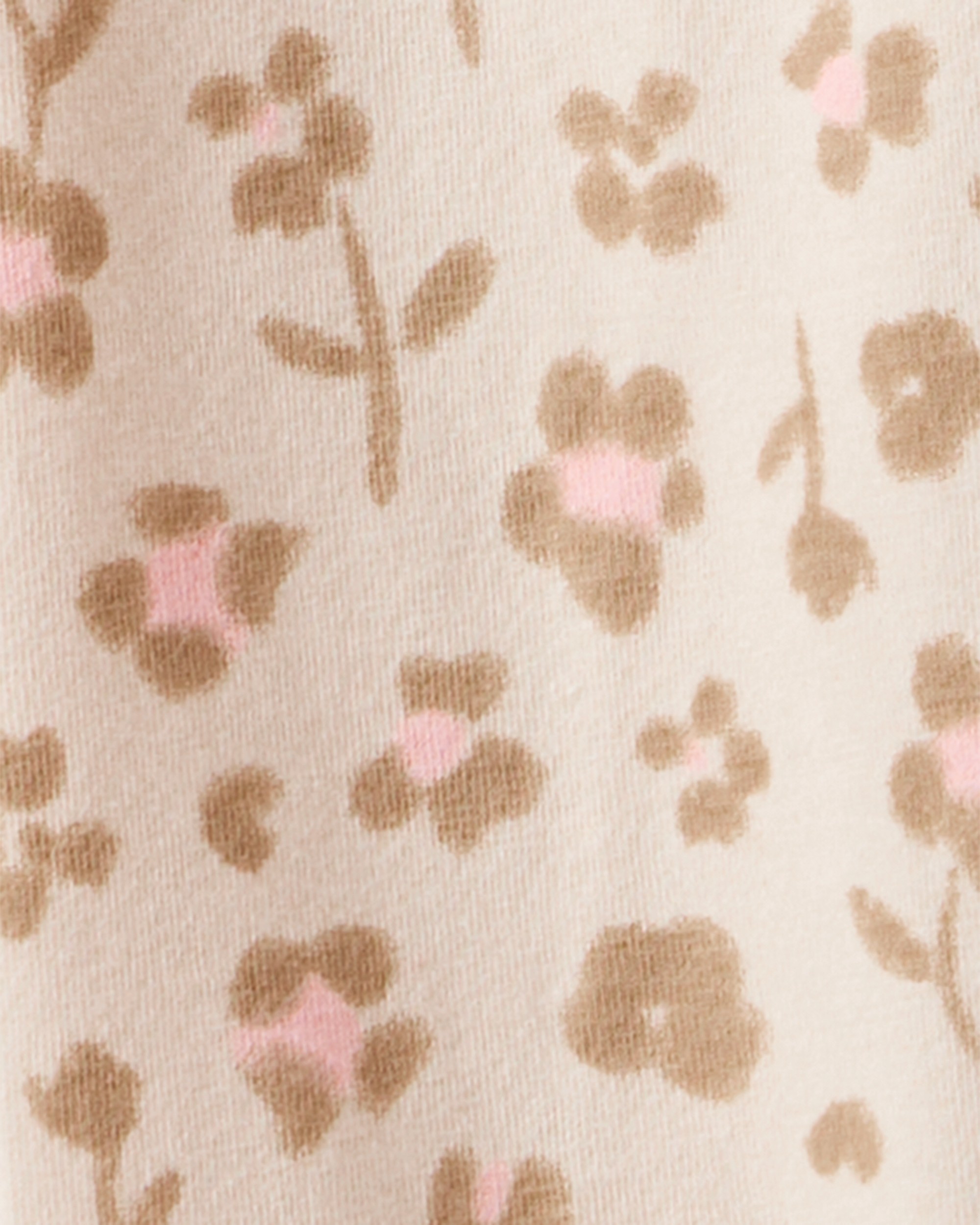 Baby Girl Bow Floral French Terry Sweatshirt & Pant Set - Beige