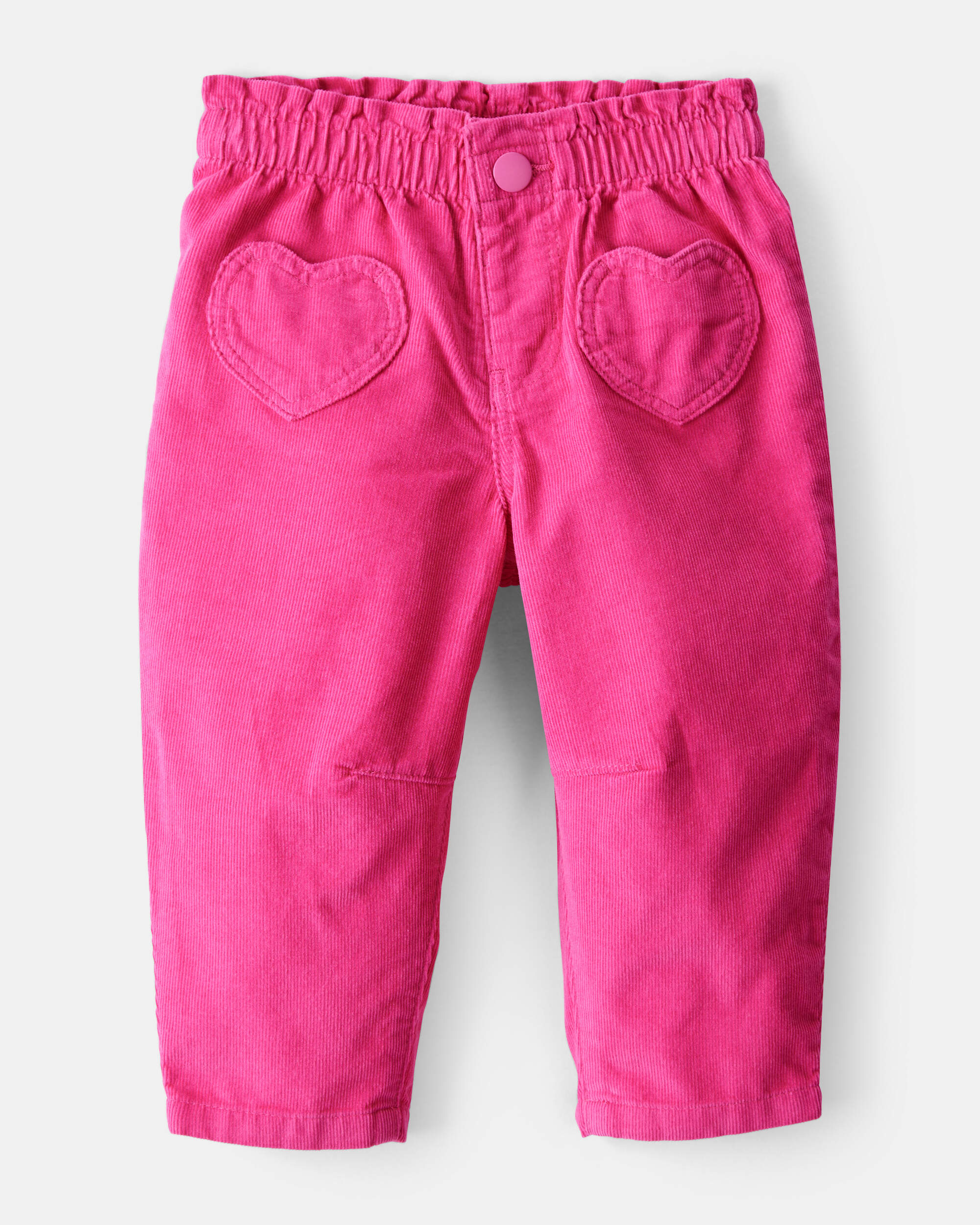Baby Girl Heart Pocket Barrel Pants - Pink
