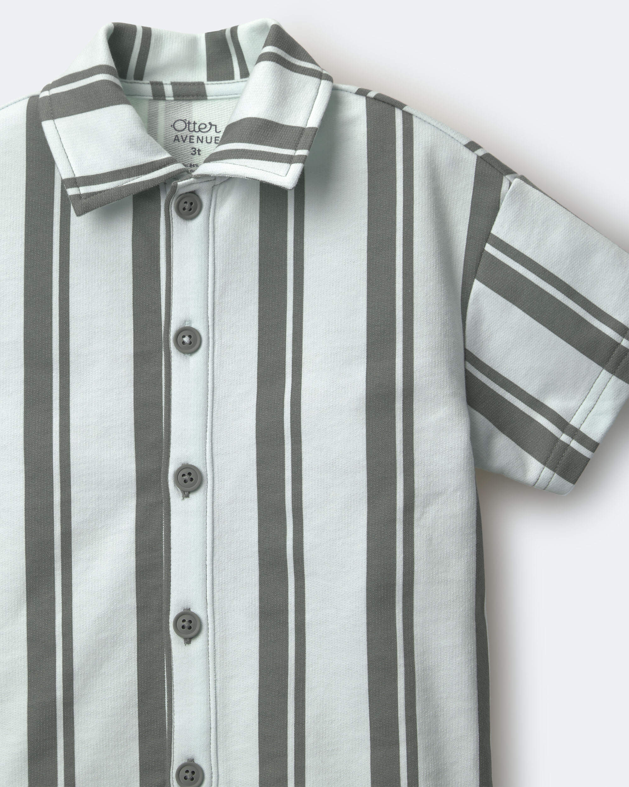 Toddler Boy Button-Down Short-Sleeve Shirt in Stripes - Light Green, , hi-res