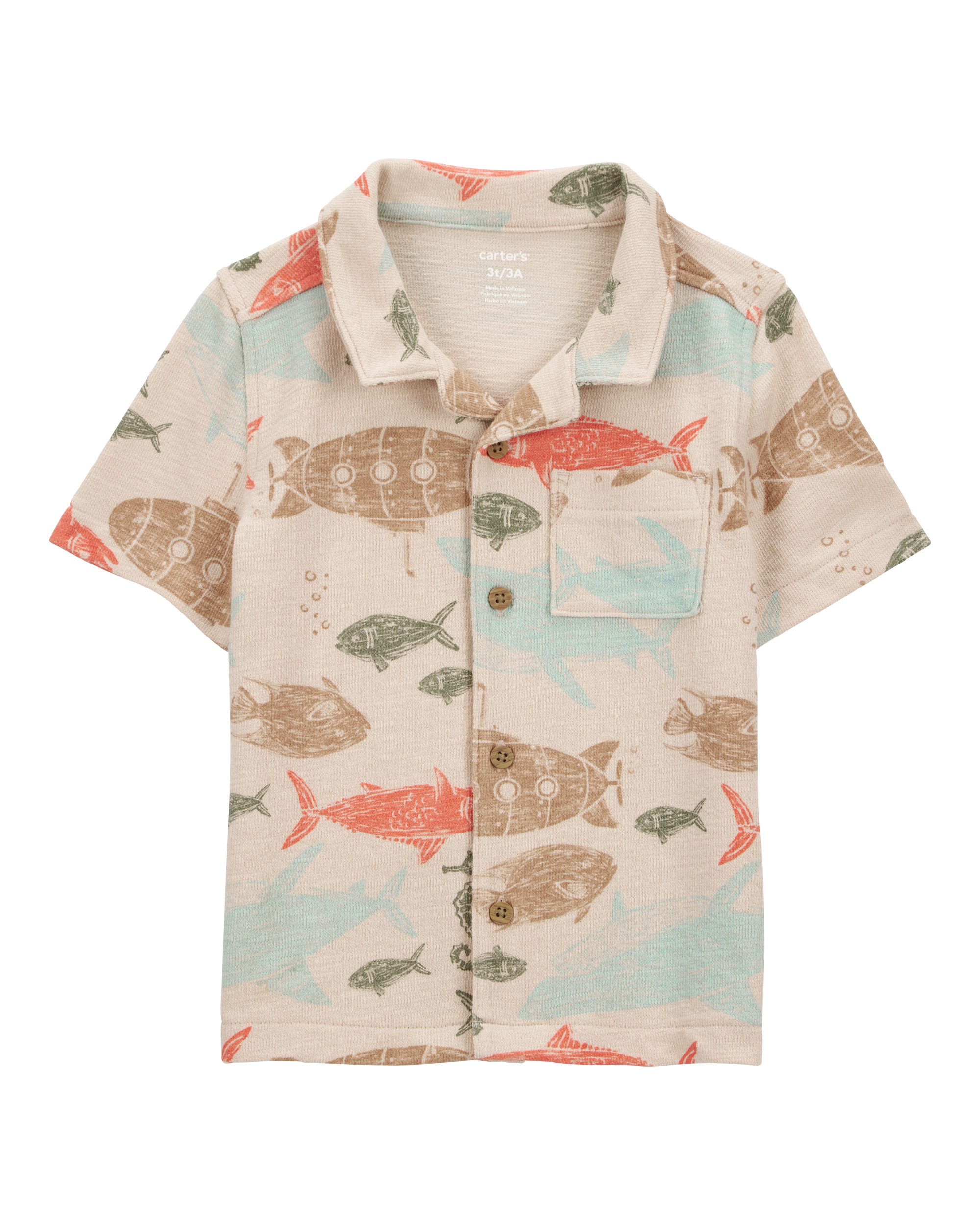 Toddler Sea Print Button-Down Shirt