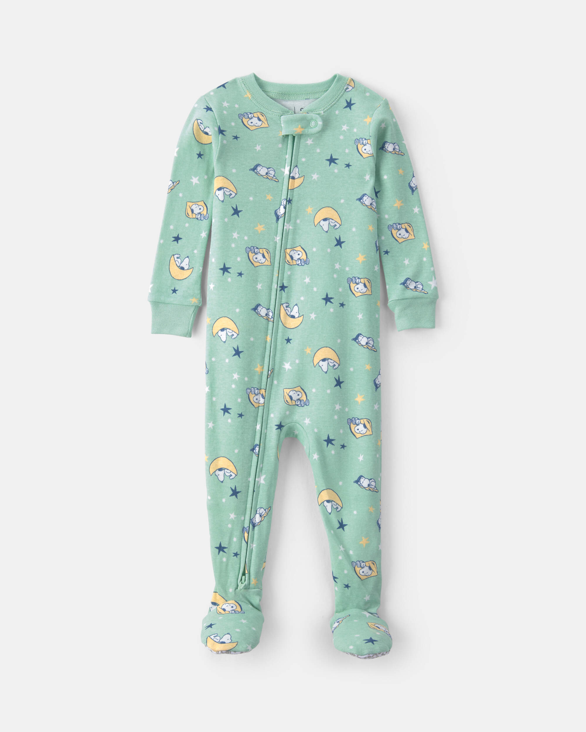 Baby Peanuts Snoopy 100% Cotton Snug Fit 1-Piece Pyjama - Green
