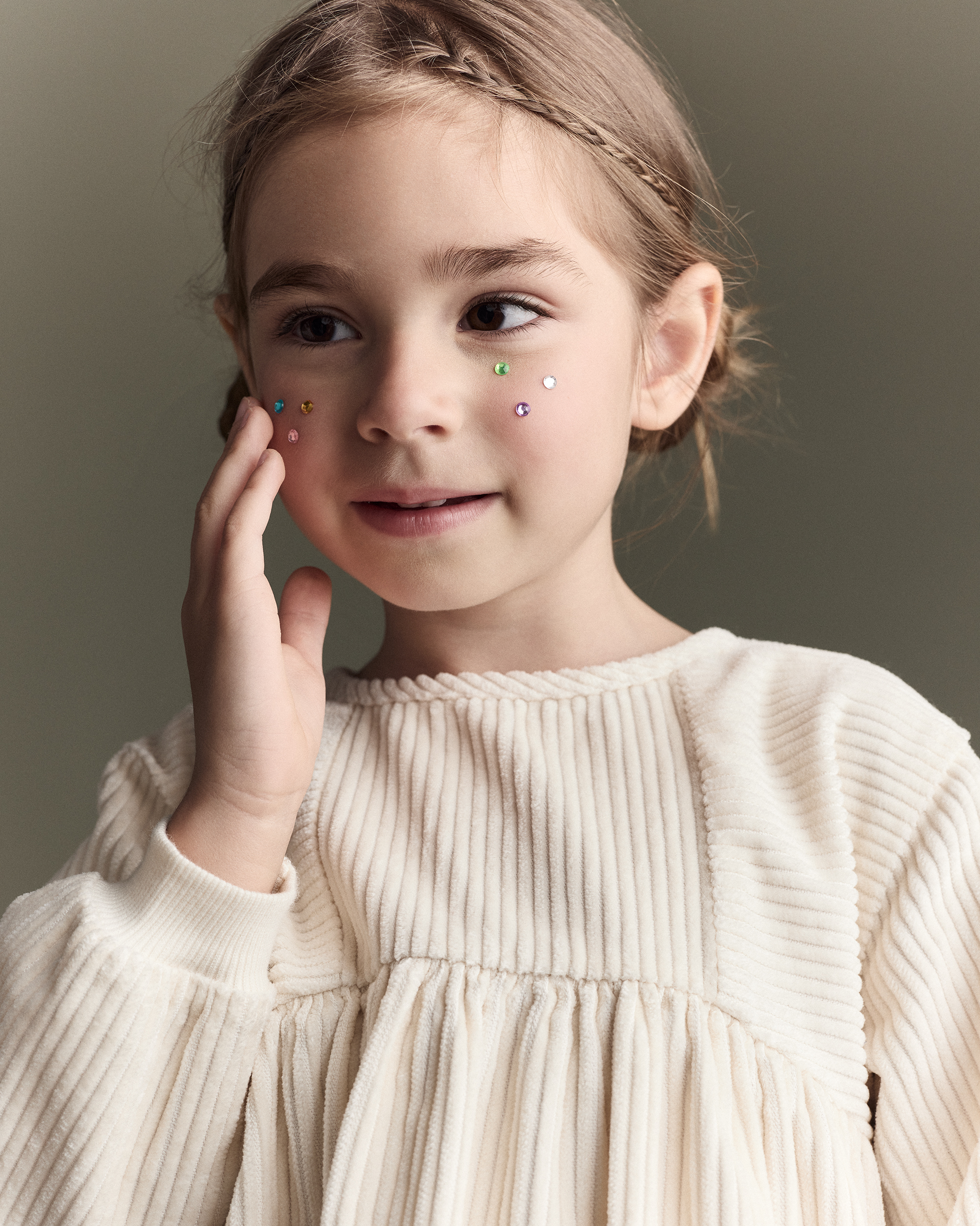 Toddler Girl Long-Sleeve Corduroy Dress - Cream