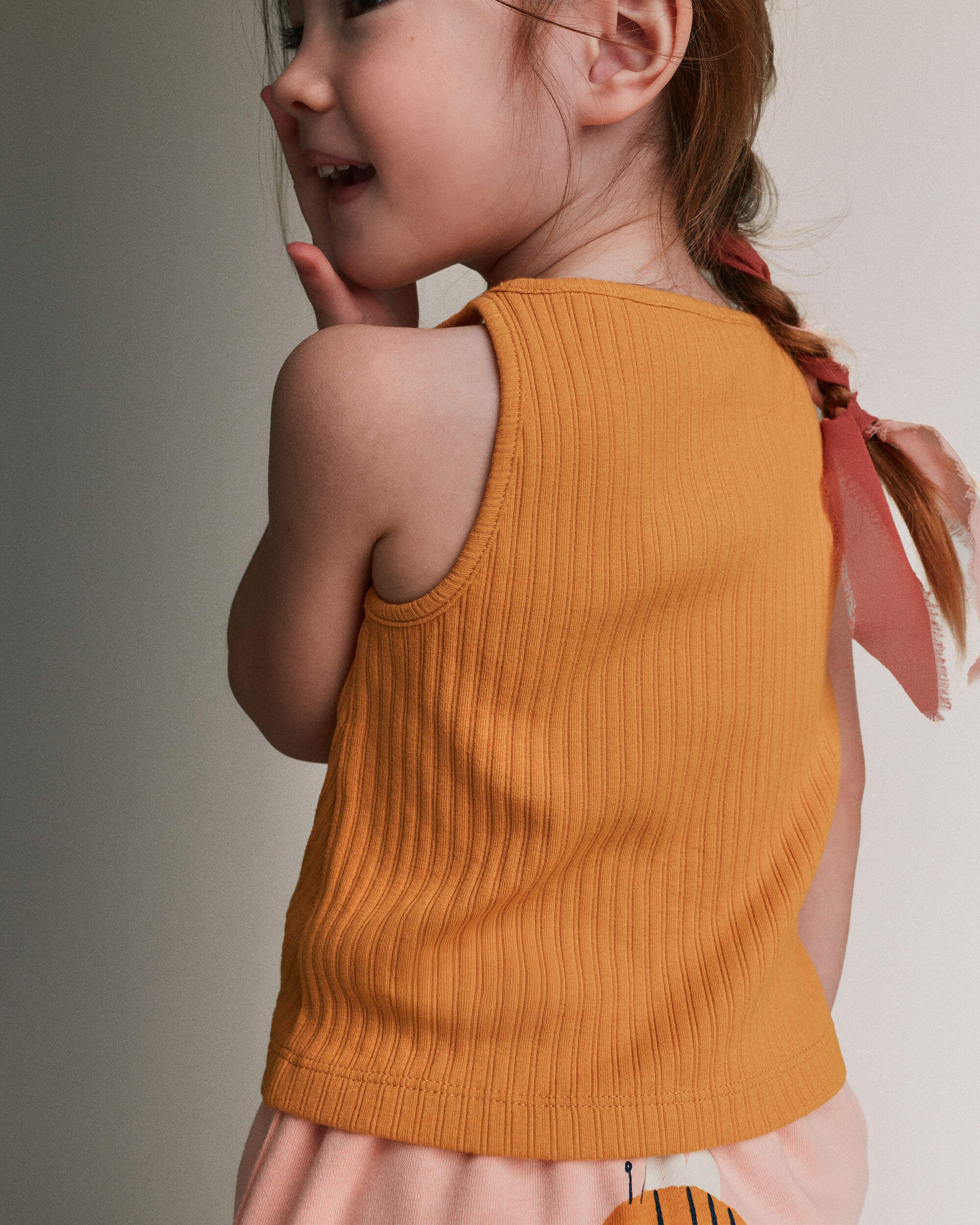 Toddler Girl Tie-Front Ribbed Tank - Mustard Yellow