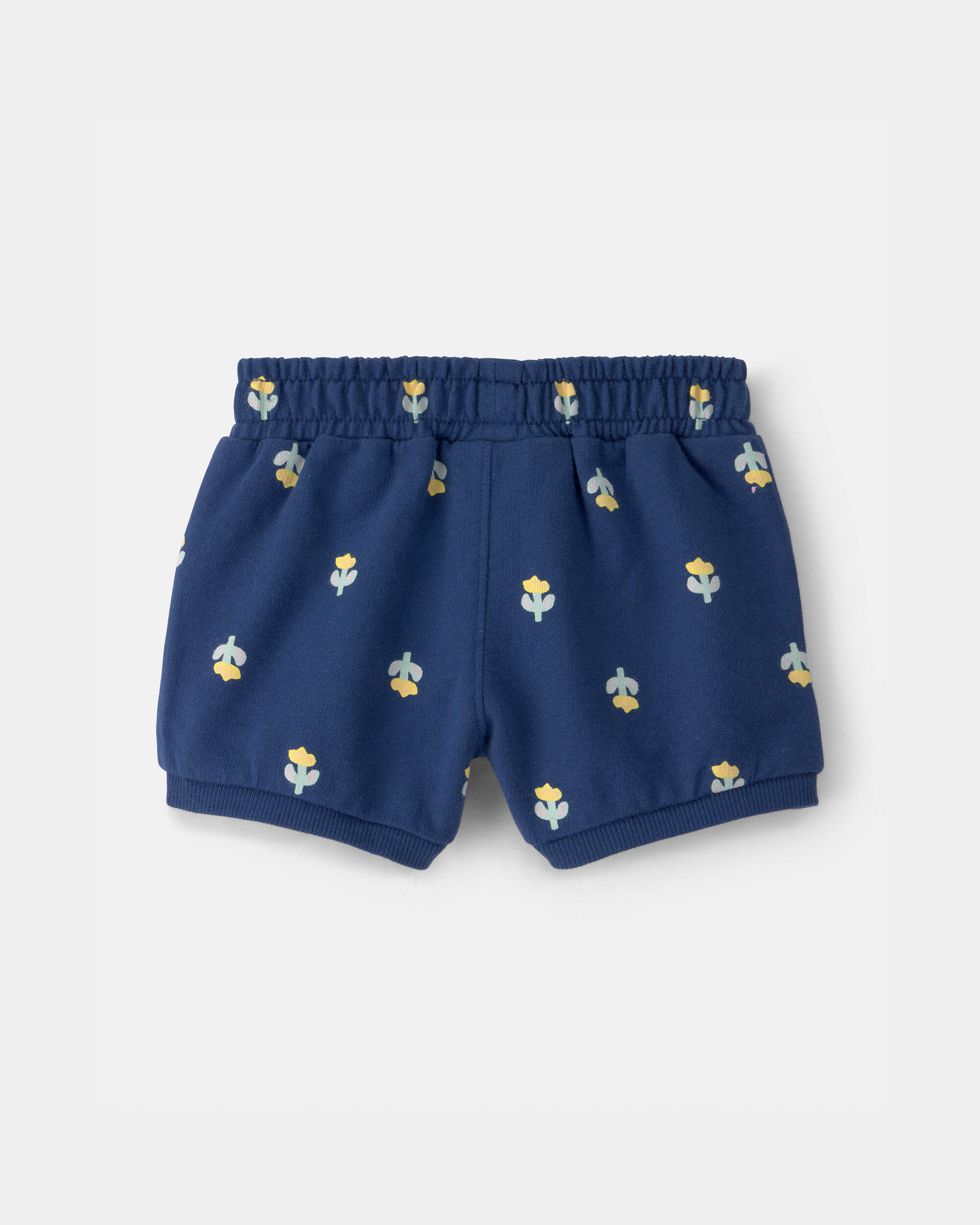 Baby Girl Floral French Terry Shorts - Blue