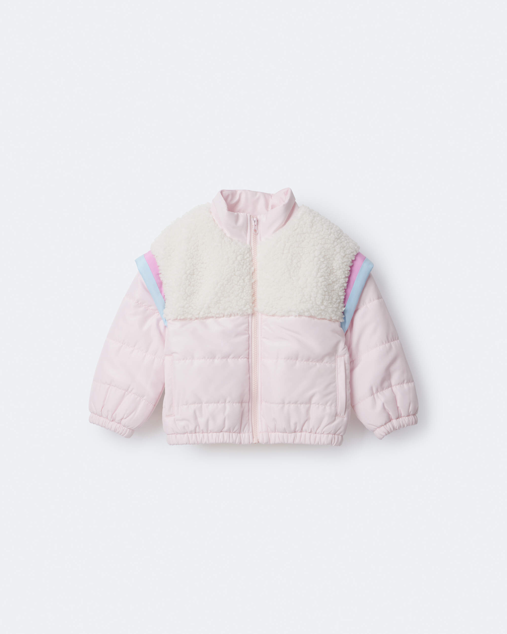 Toddler Girl Colourblock Zip-Up Jacket - Light Pink/Cream