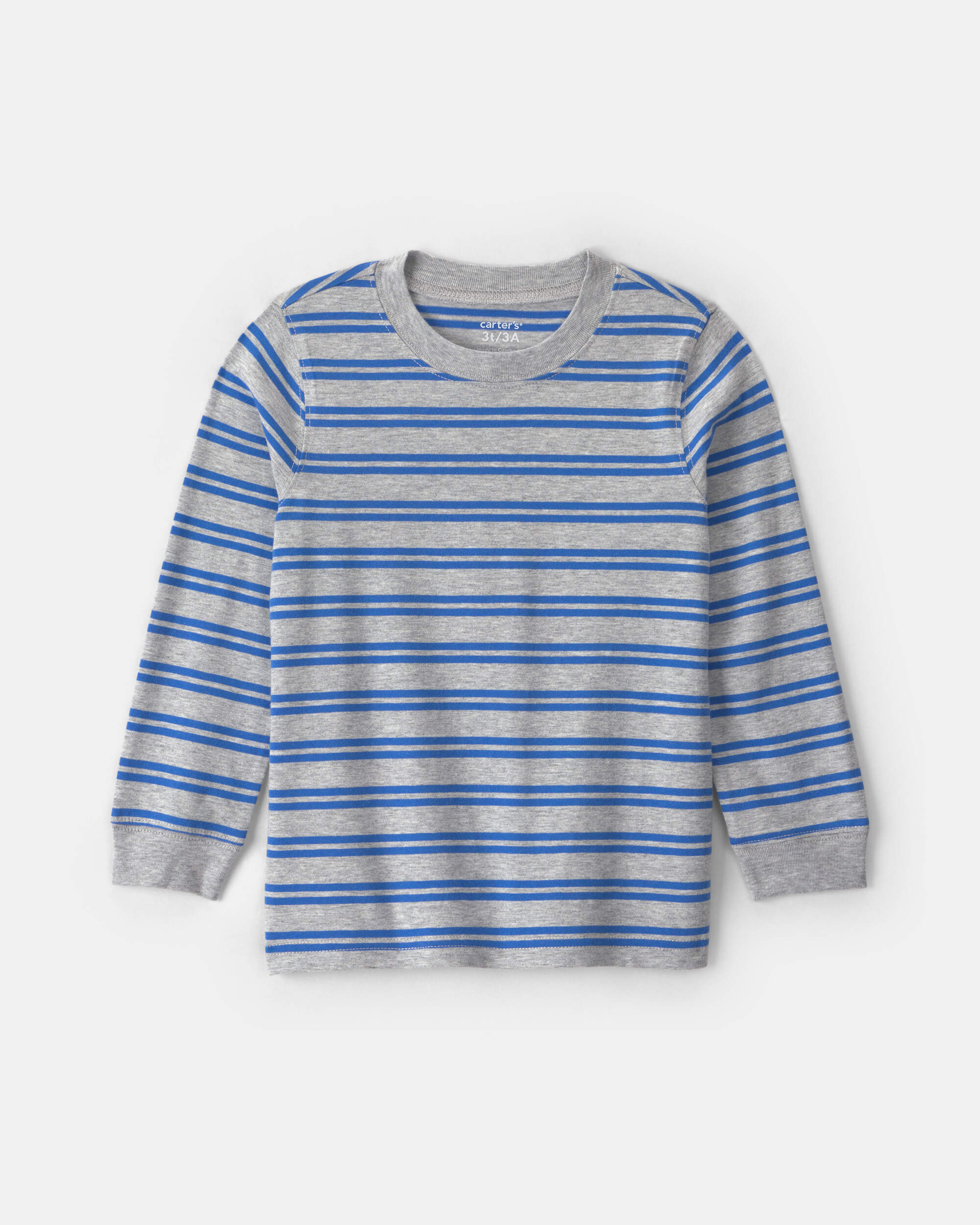 Toddler Boy Striped Long-Sleeve T-Shirt - Grey/Blue