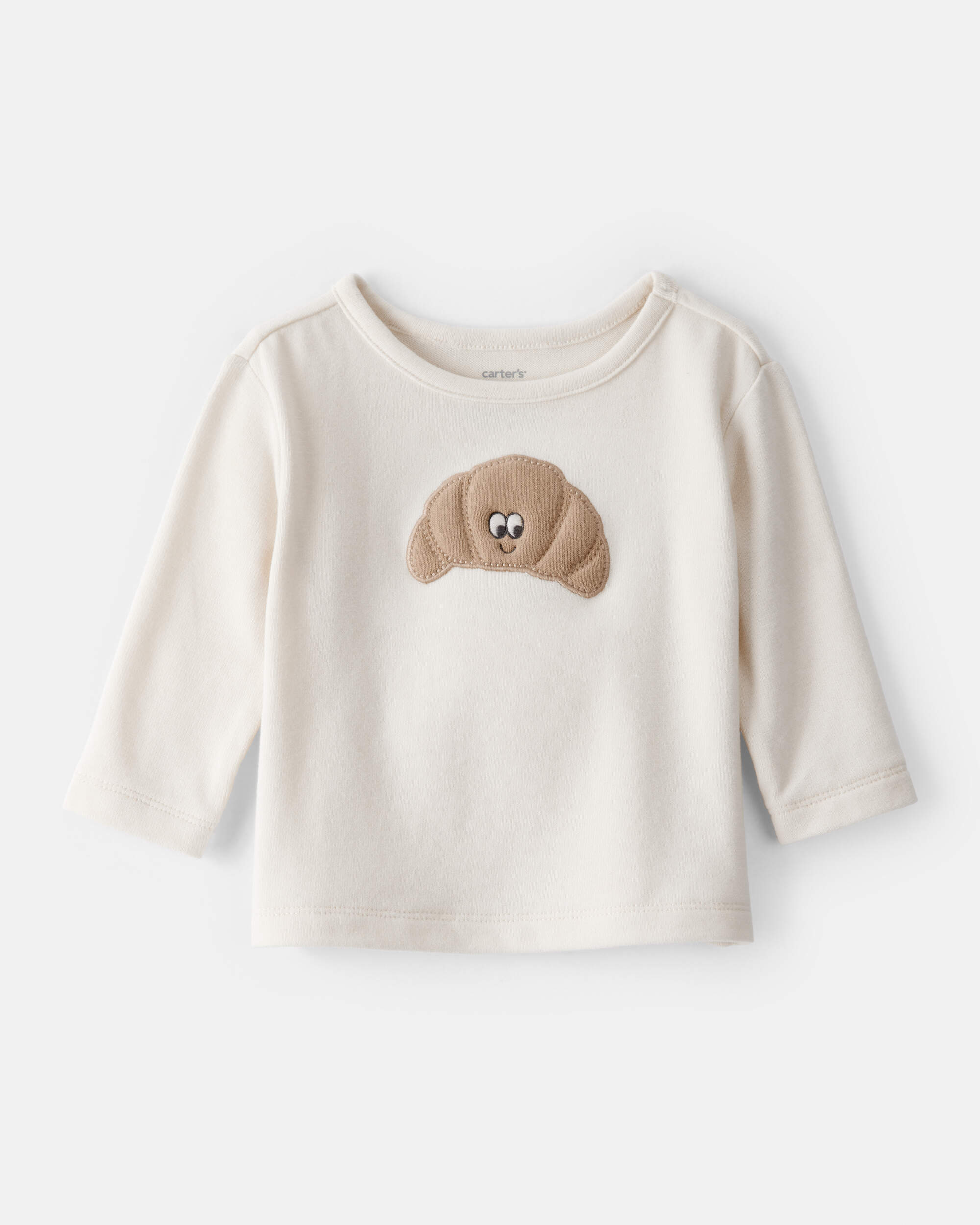 Baby Boy Croissant Long-Sleeve Tee - White