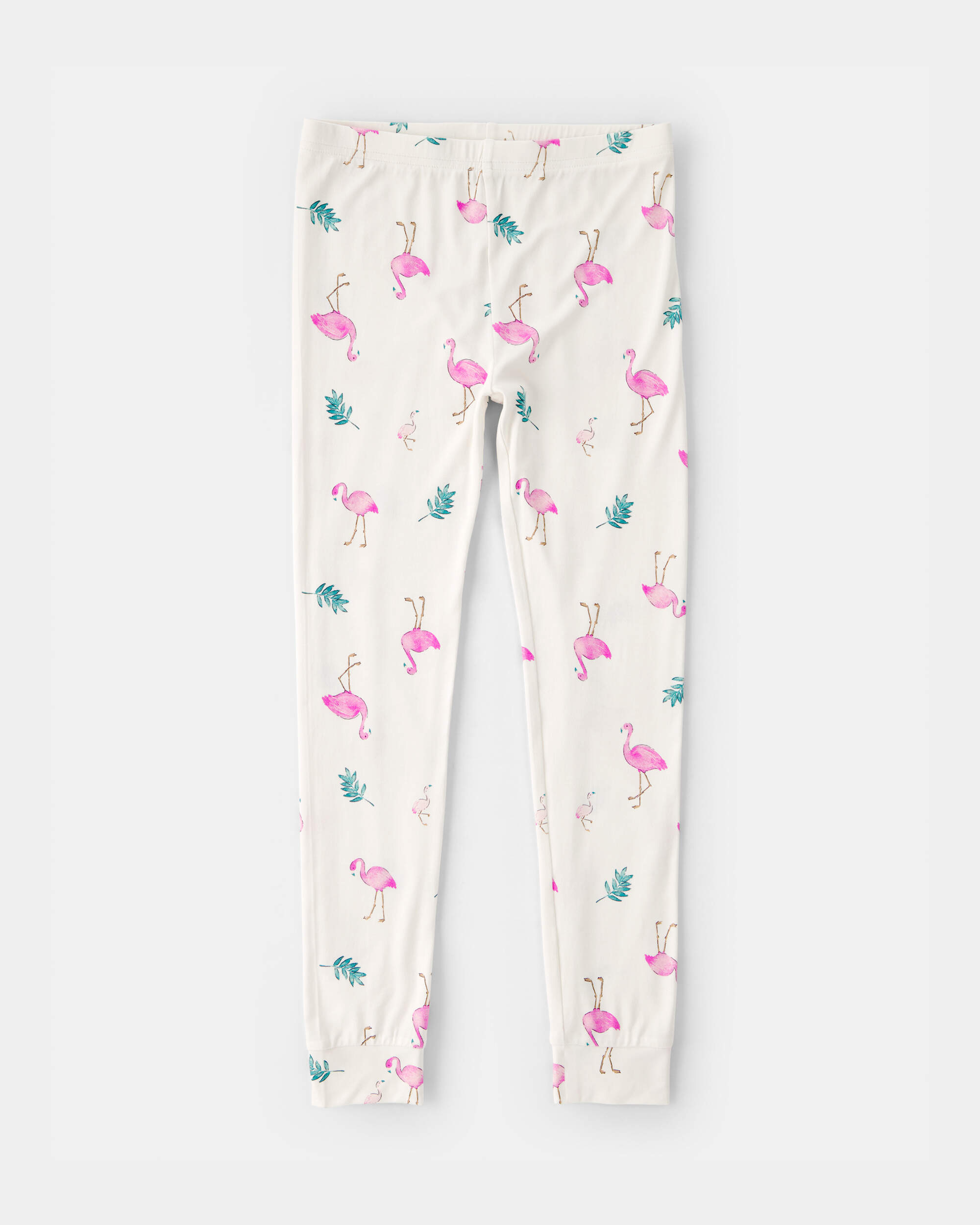 Girls Flamingo PurelySoft Short-Sleeve Snug Fit 2-Piece Pyjama Set - Ivory