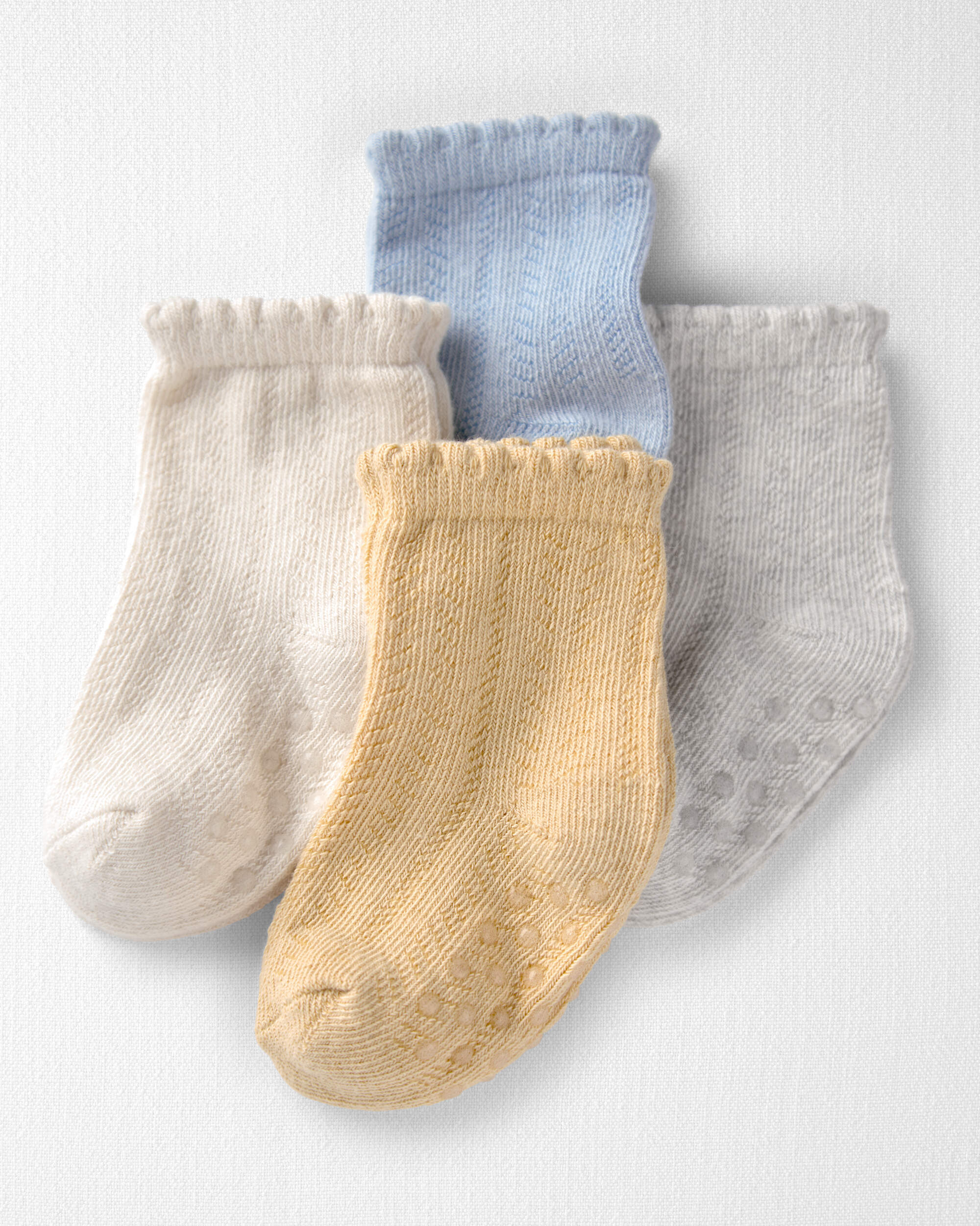 Baby Girl 4-Pack Slip Resistant Socks Made with Organic Cotton
