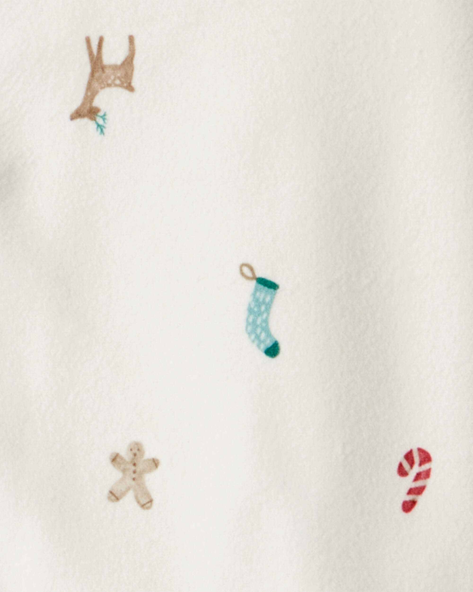 Toddler Christmas Print Fleece Long-Sleeve Loose Fit 2-Piece pyjamas - White