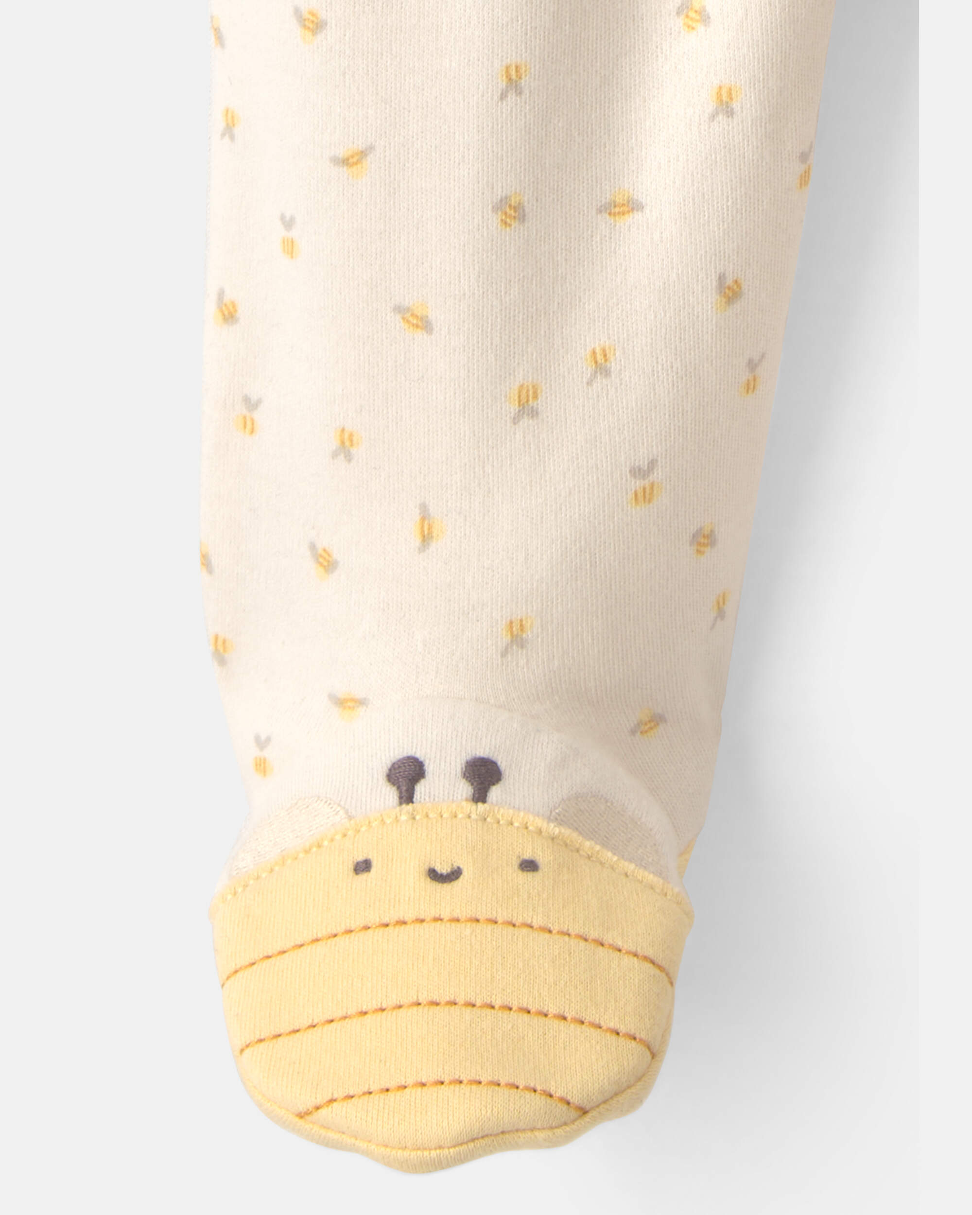 Baby Girl Bee 100% Cotton 2-Way Zip Sleeper - Cream