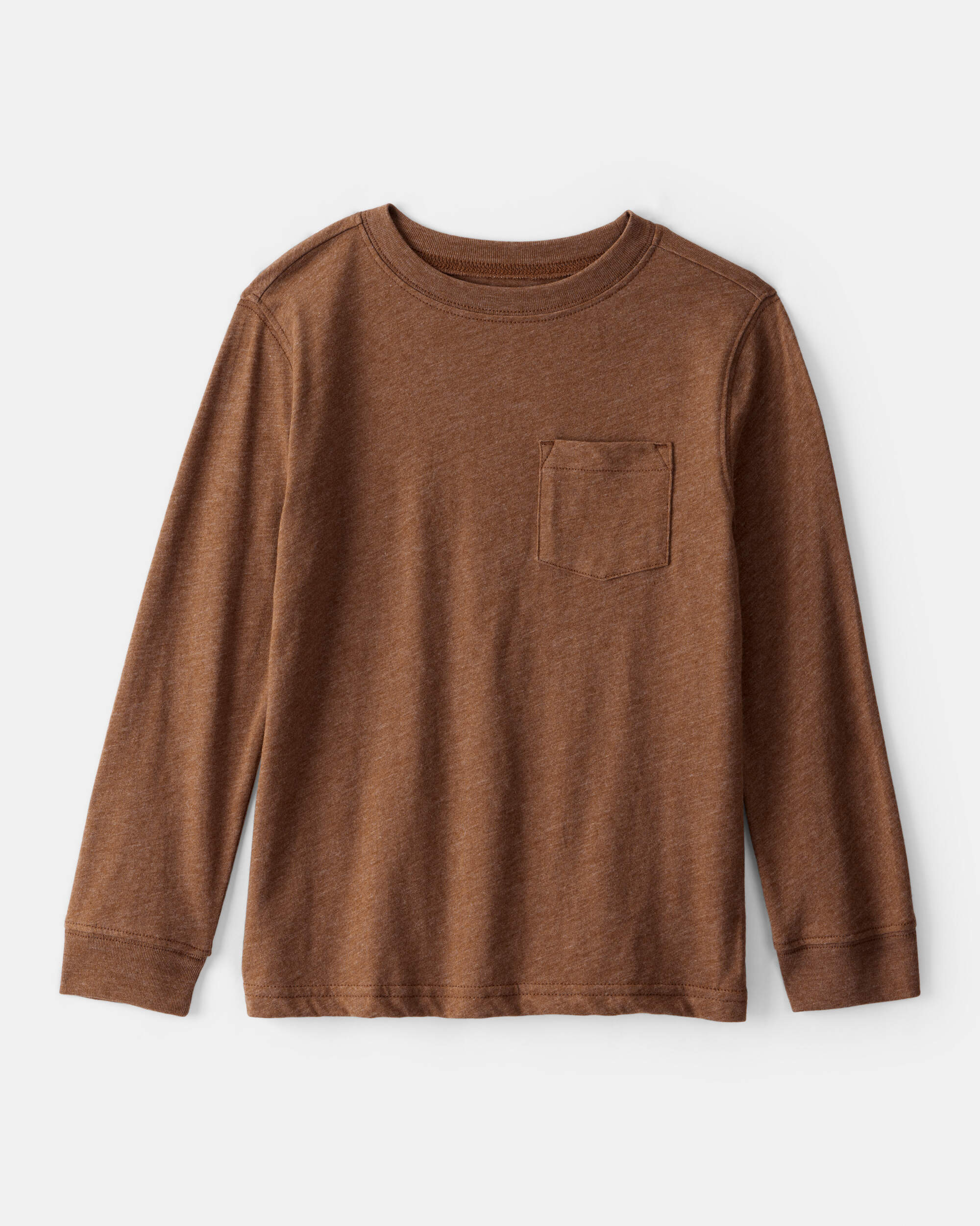 Boys Solid Long-Sleeve Tee - Brown
