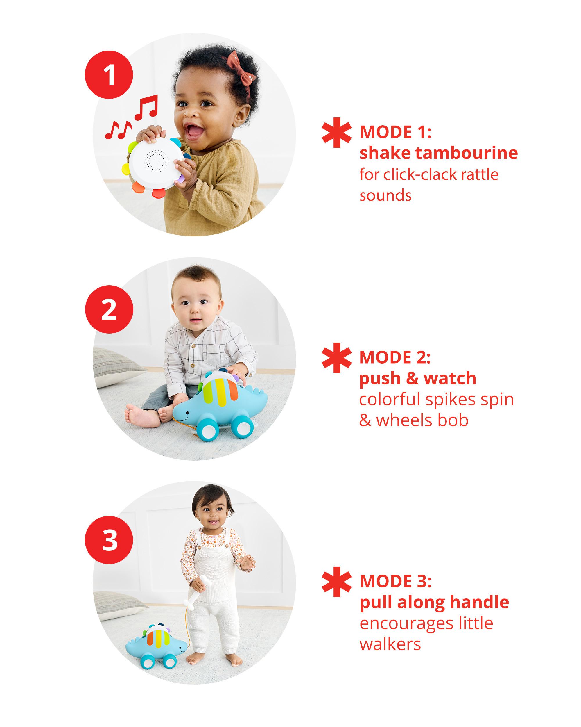 Baby Explore & More Dinosaur 3-in-1 Baby Musical Pull Toy