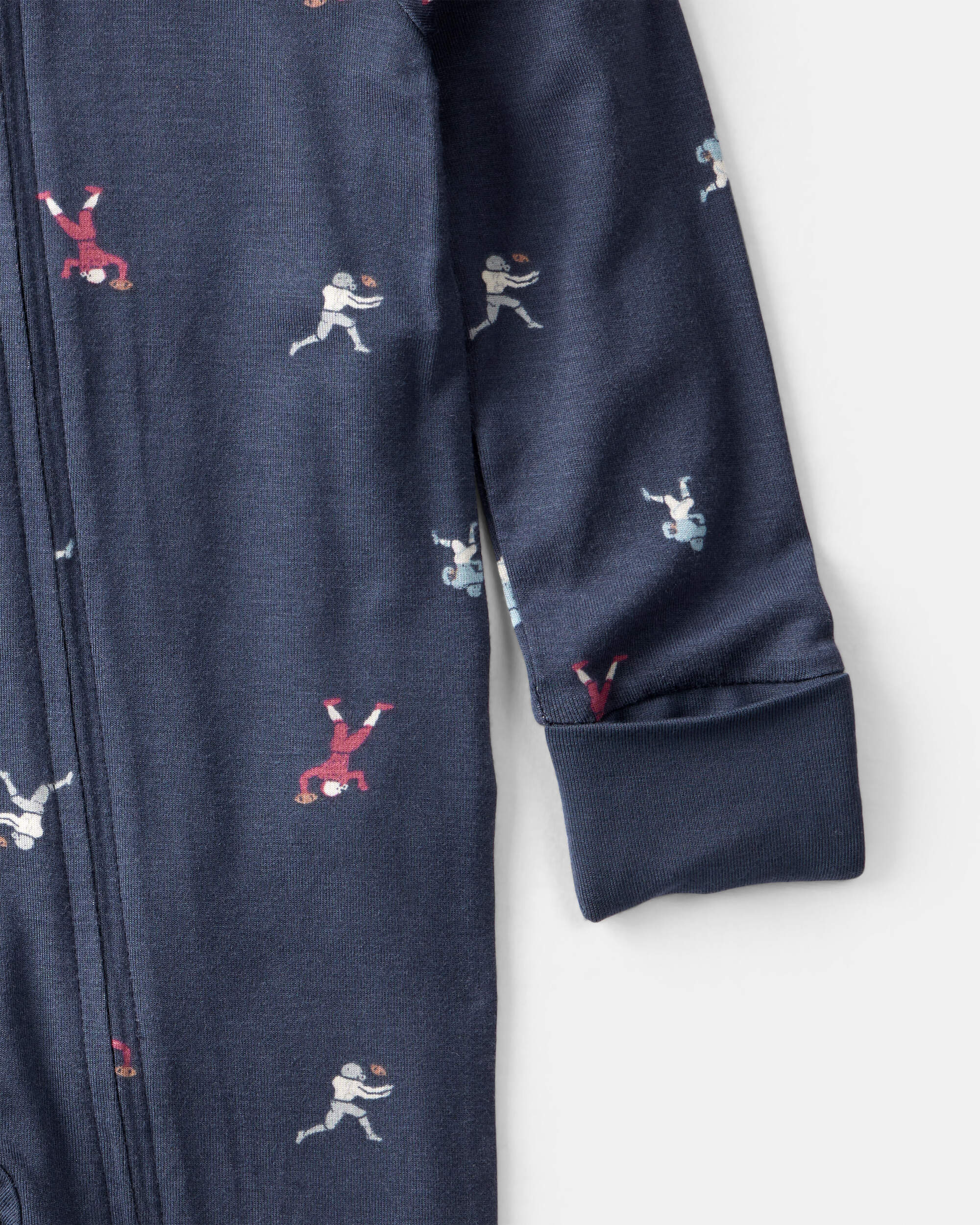 Baby Boy Football Print PurelySoft Long-Sleeve Sleeper - Blue