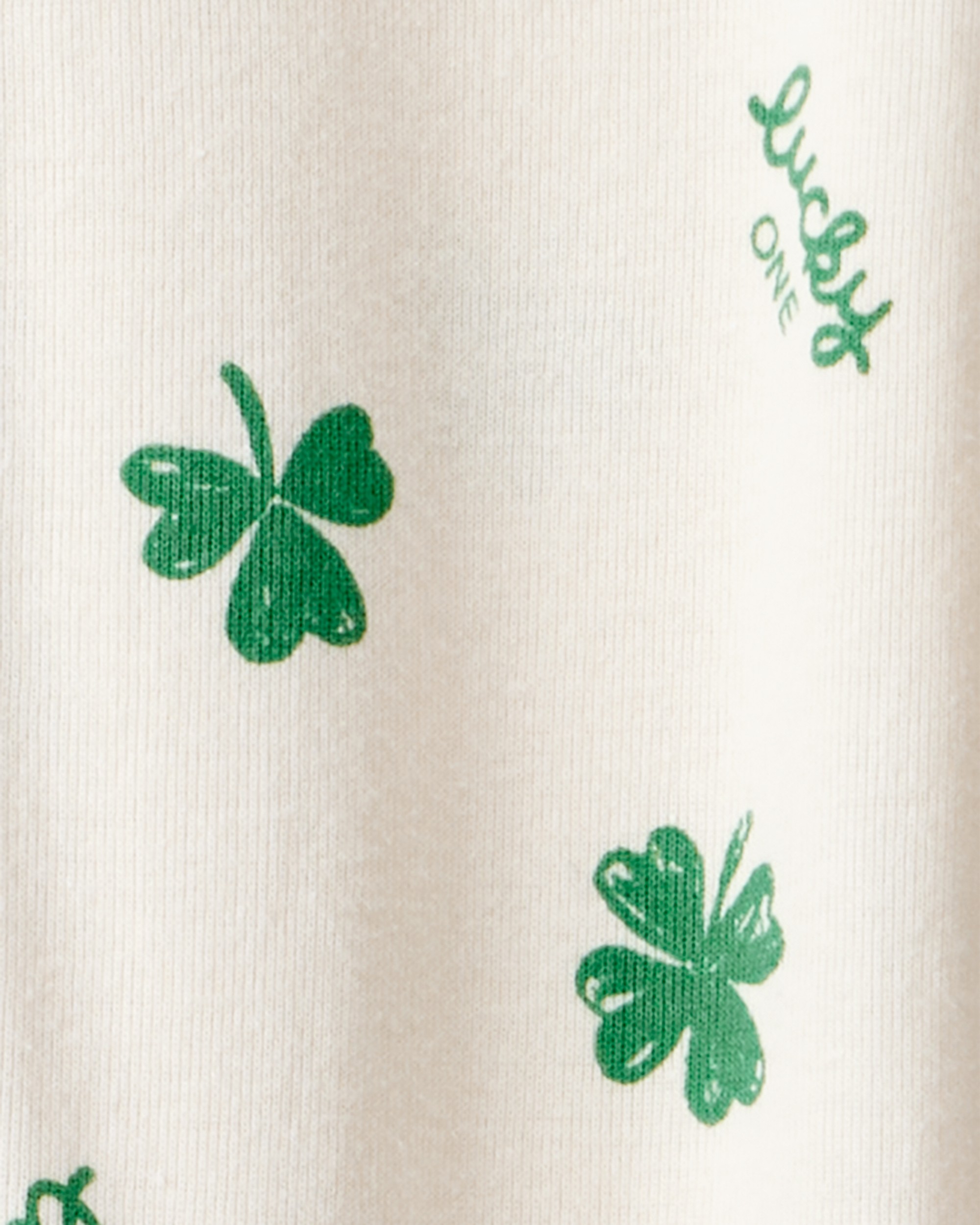 Baby St. Patrick's Day 100% Cotton Loose Fit 2-Way Zip Footie 1-Piece Pyjamas - Ivory