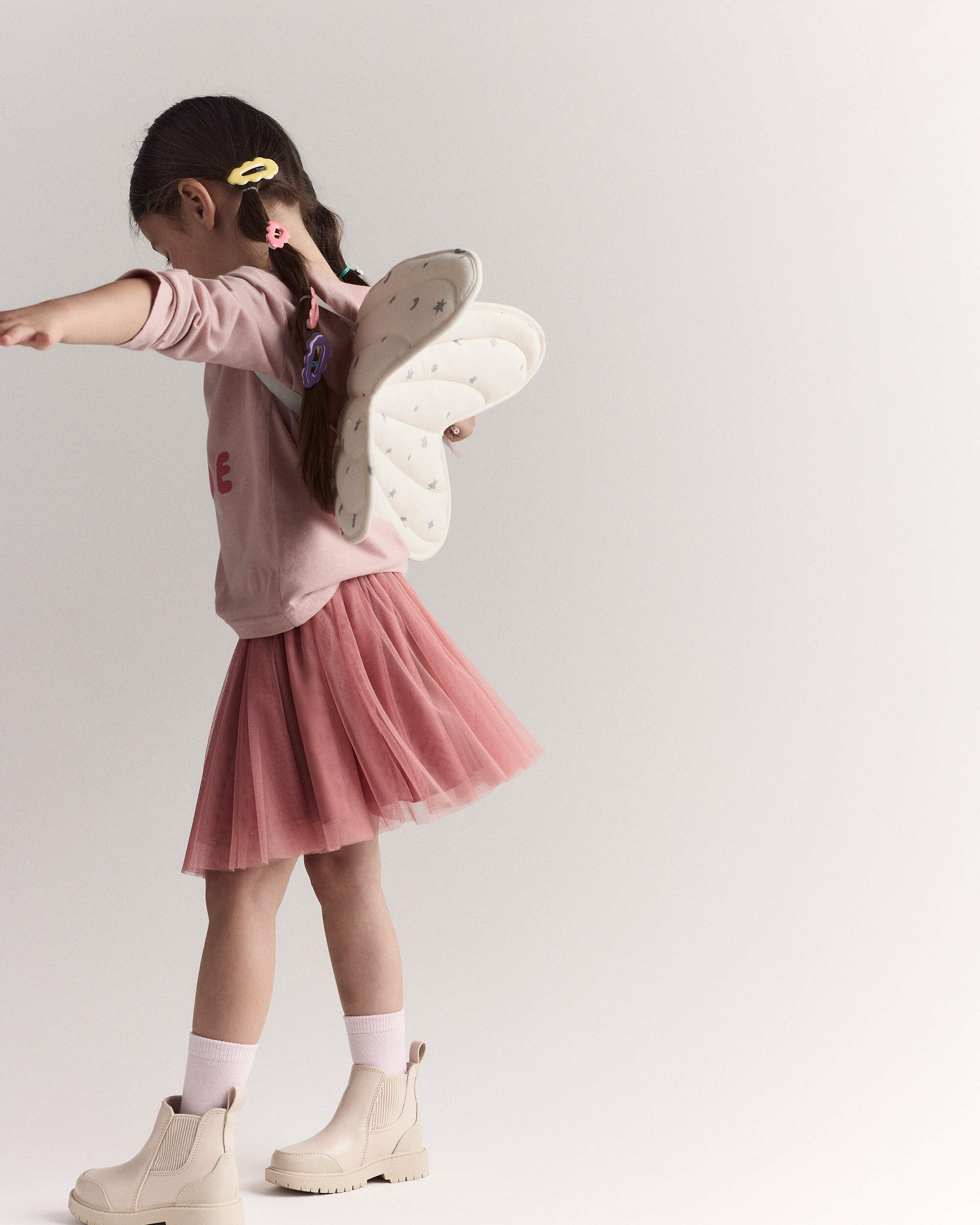 Tout-petit fille - Ailes de d&eacute;guisement &agrave; motif c&eacute;leste - Cr&egrave;me/ argent, , hi-res