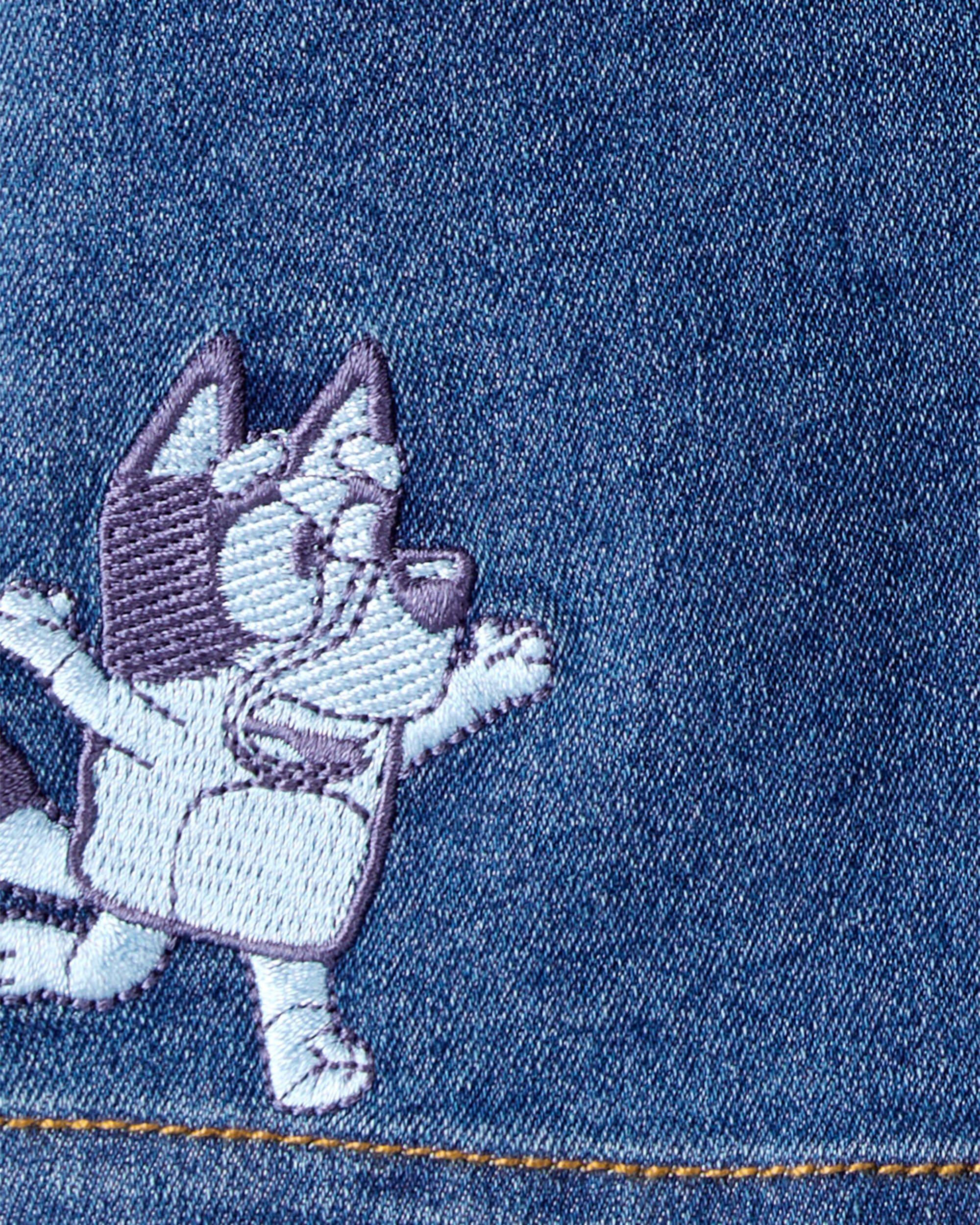 Baby Girl Bluey Embroidered Denim Skirt - Blue