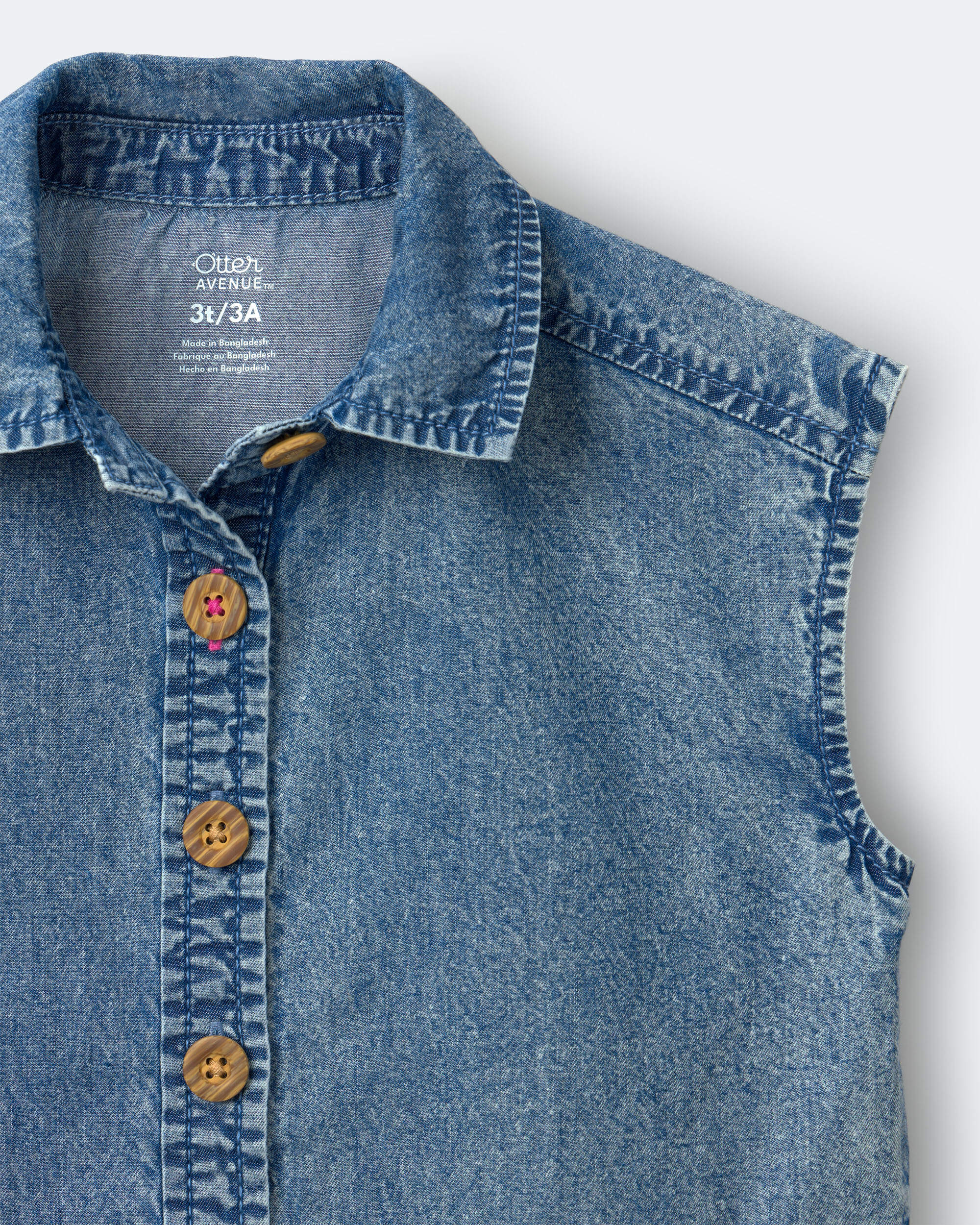 Toddler Girl Sleeveless Button-Down Top Chambray
