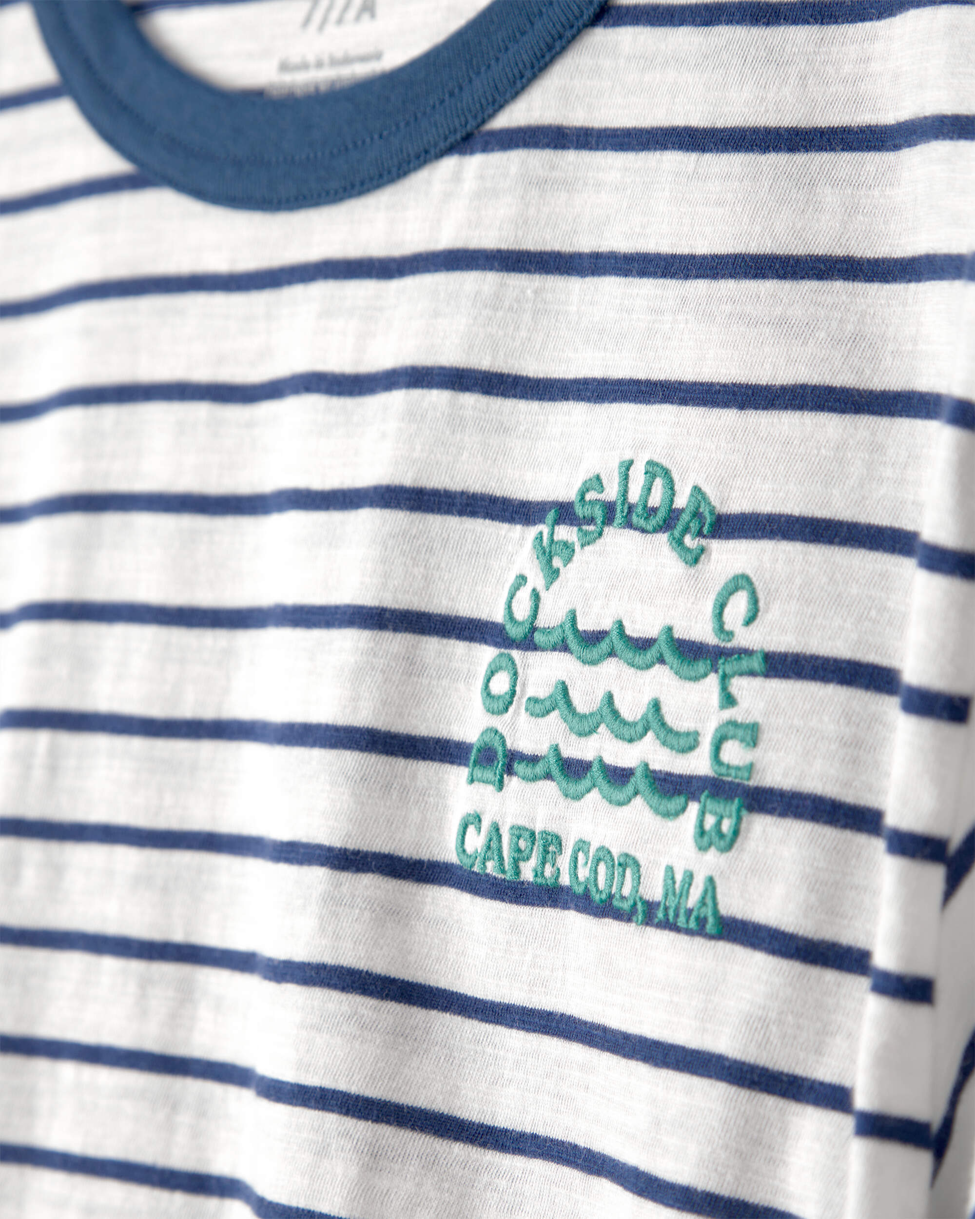 Boys Nautical Striped Graphic Tee - Blue/Ivory