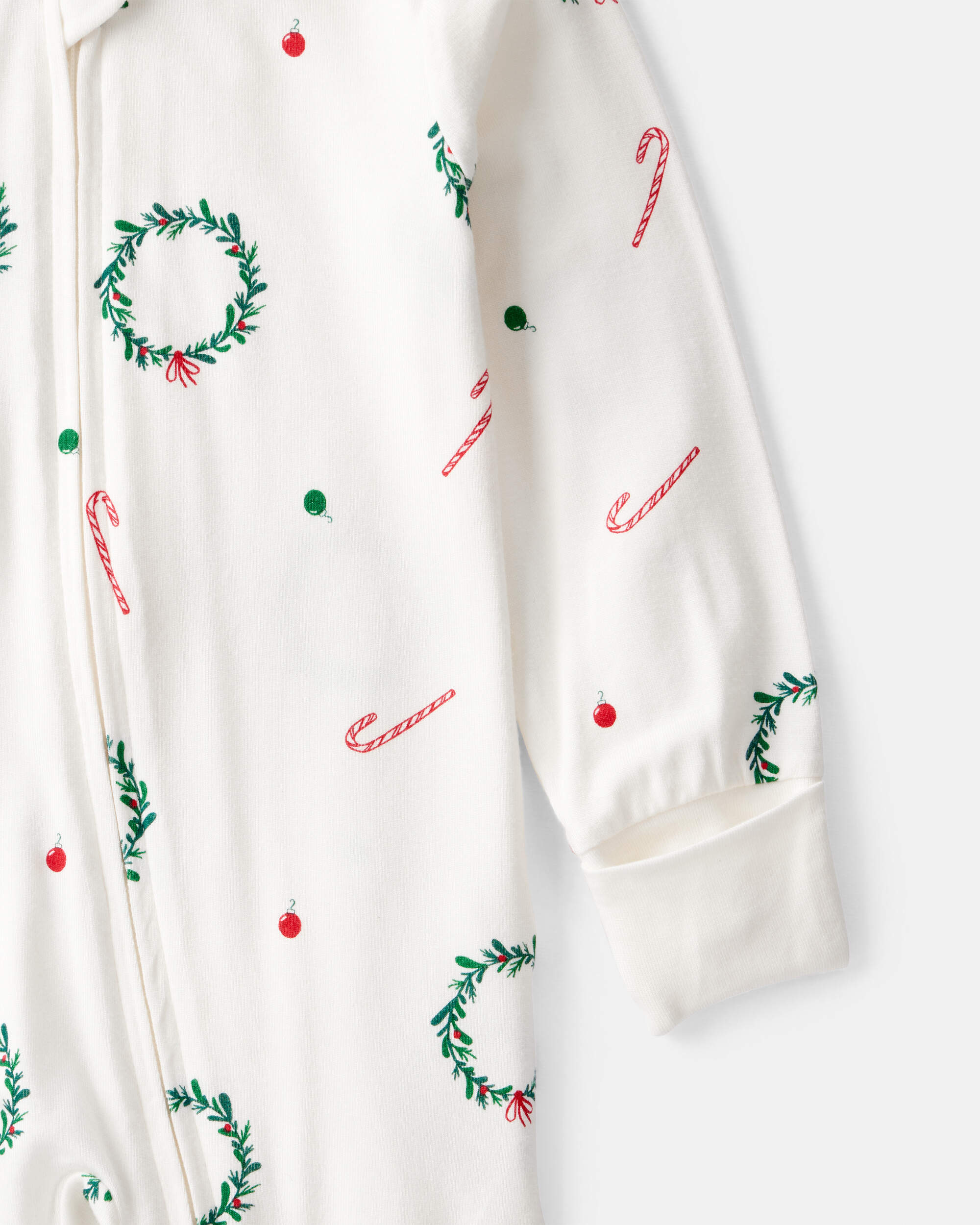 Baby Wreath Print PurelySoft Long-Sleeve Sleeper - Ivory