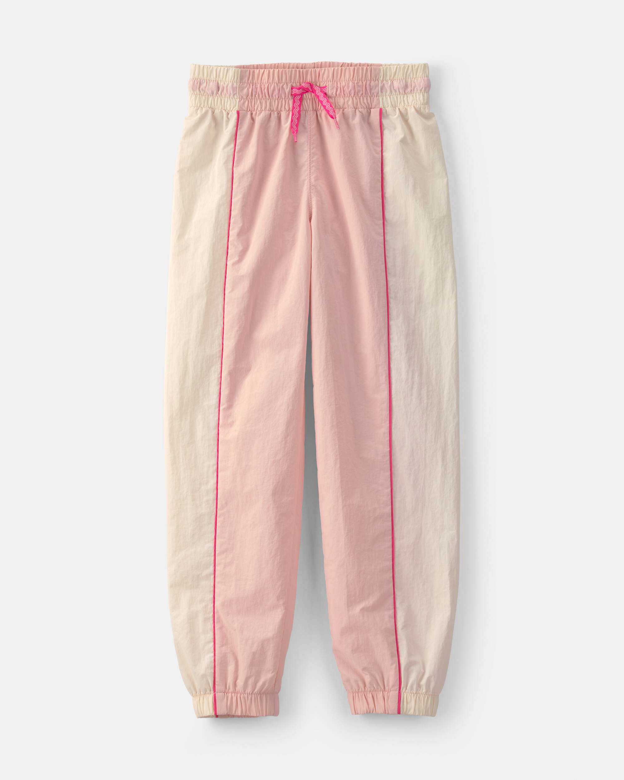 Girls Striped Drawstring Joggers - Pink